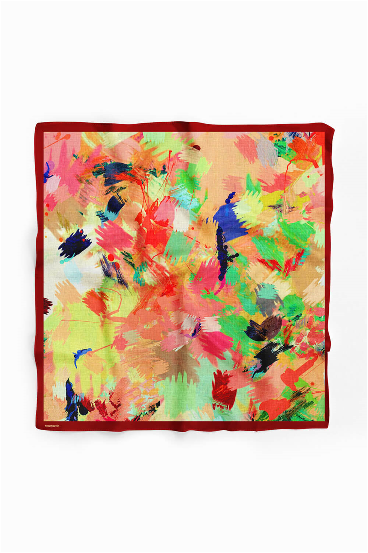 D112 Kadın Sulu Boya Desenli Bandana 50x50 DG0490-22