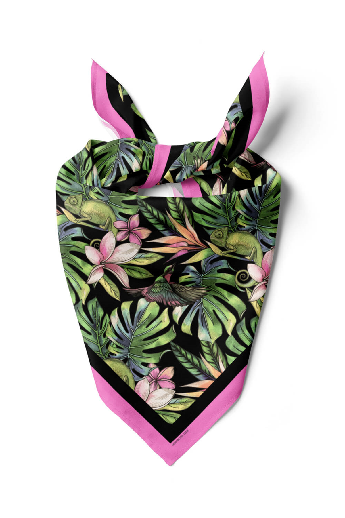 H32 Kadın Yeşil Yaprak Desenli 50x50 Bandana DG01408-22