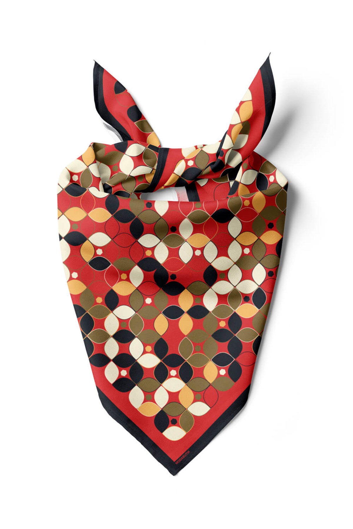 Violla C120 Kadın Kırmızı  Sarmal Yaprak Desenli 50x50 Bandana HYL DG0747-22