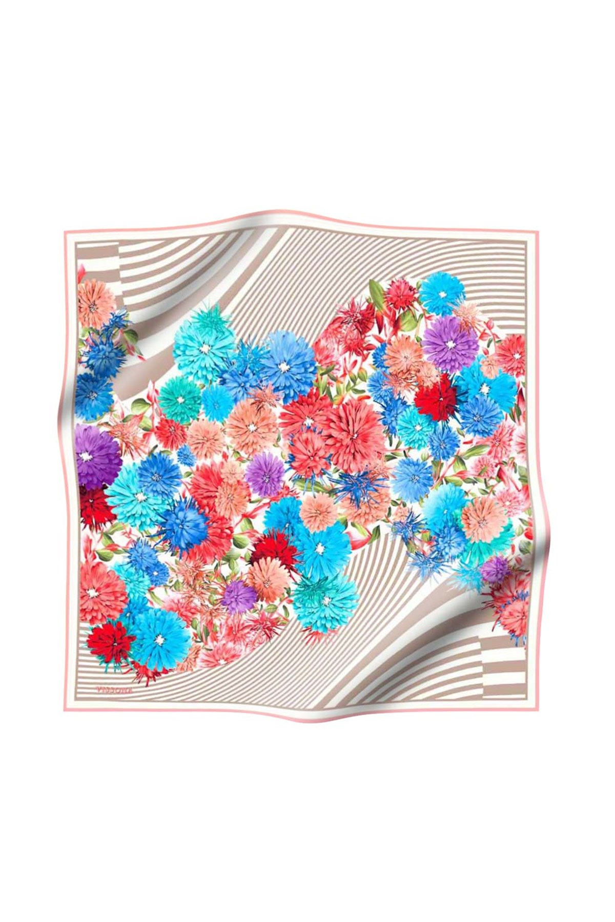 %100 İpek Kadın Desenli Bandana 80x80