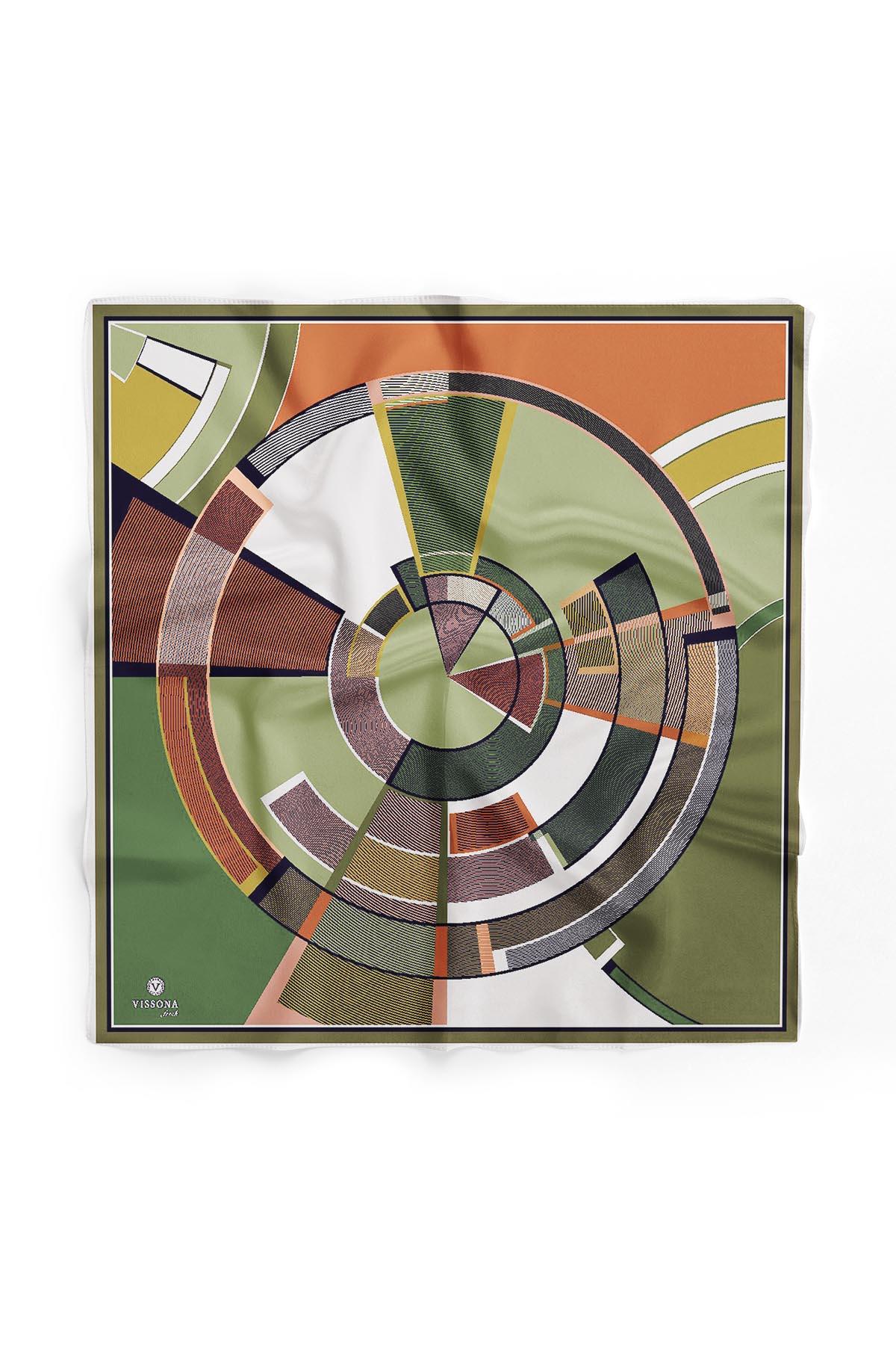 %100 İpek Kadın Desenli Bandana 80x80