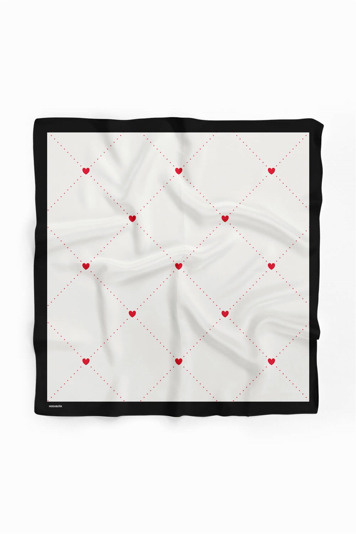 Violla A50 Kadın Kare Kalp Desenli Bandana 50x50 DG0268-22