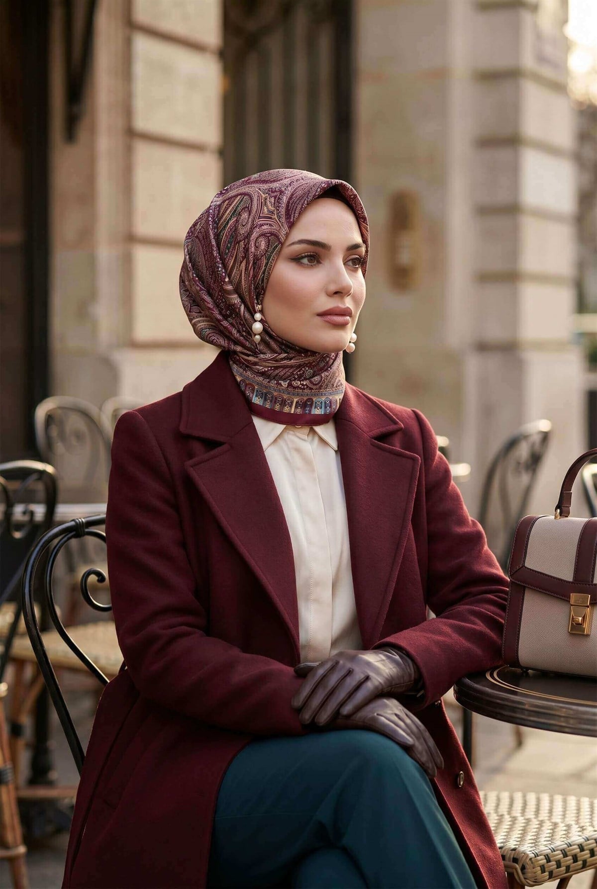 %100 Twill İpek Etro Desenli Mürdüm Renkli 90x90 Eşarp Dikim Şekli : El Dikişi