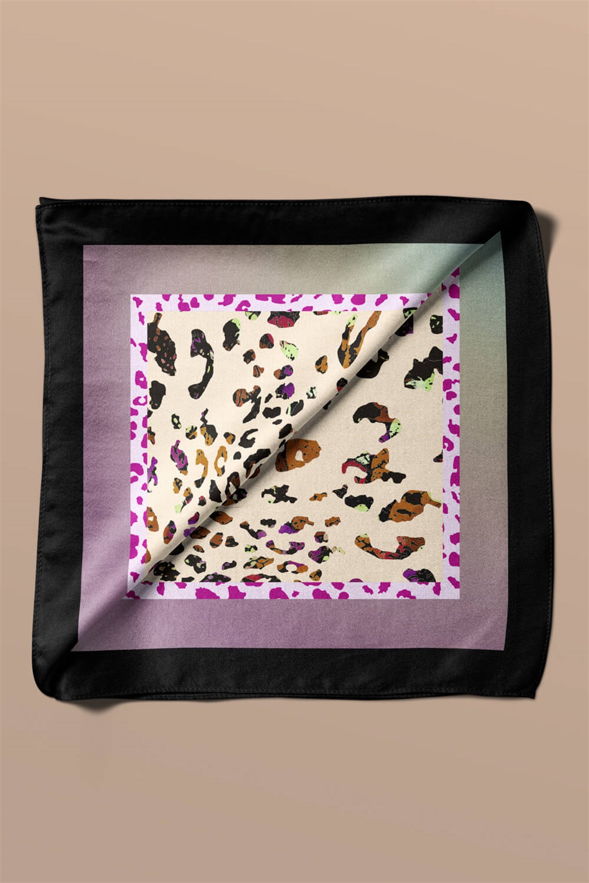 Kadın Krem Doğa Desenli 50x50 Bandana HYL DG01421-22