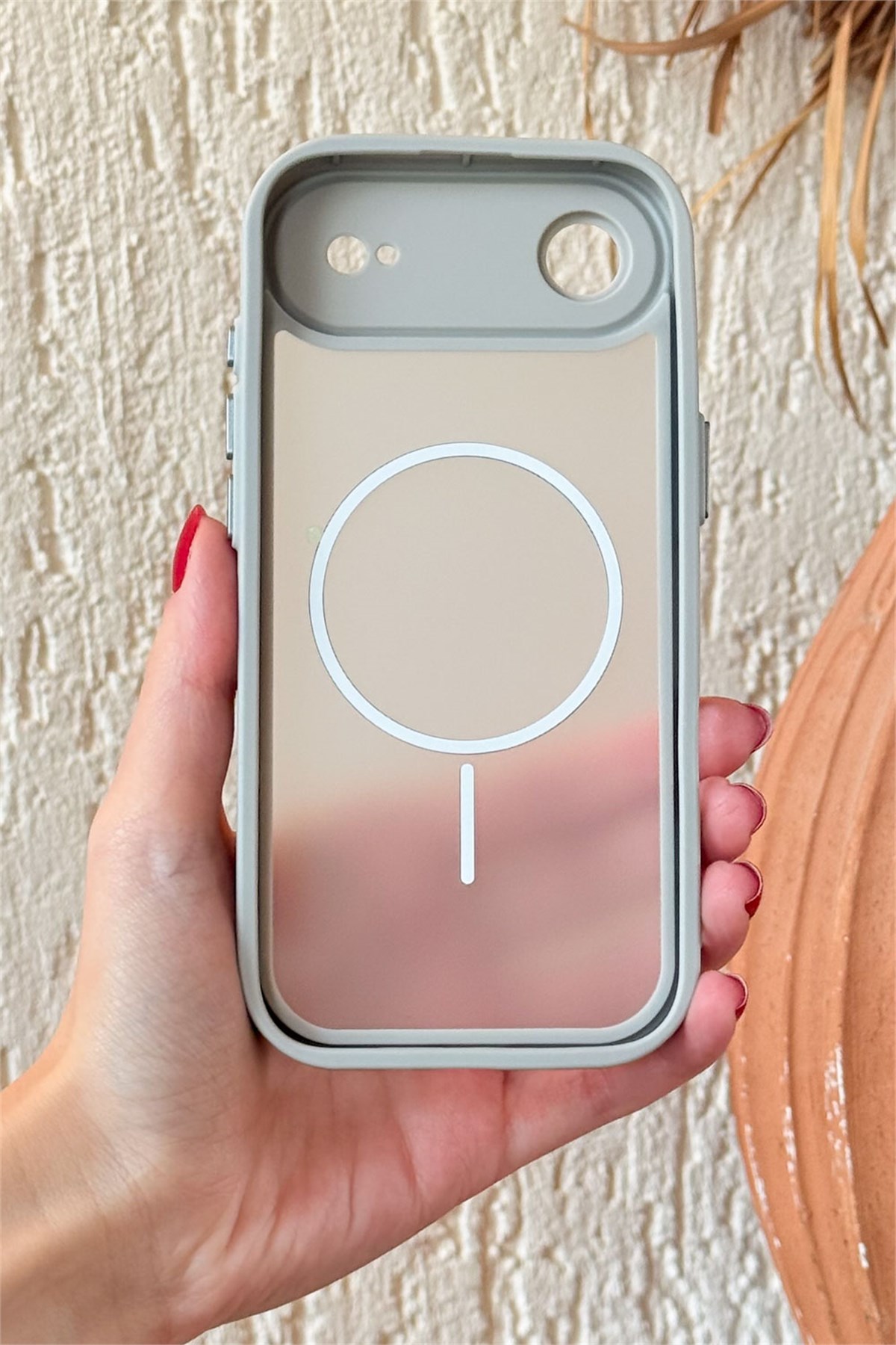 iPhone Air Kılıf – Kamera Korumalı – MagSafe Uyumlu – Gri Renk – Mat Silikon Telefon Kılıfı
