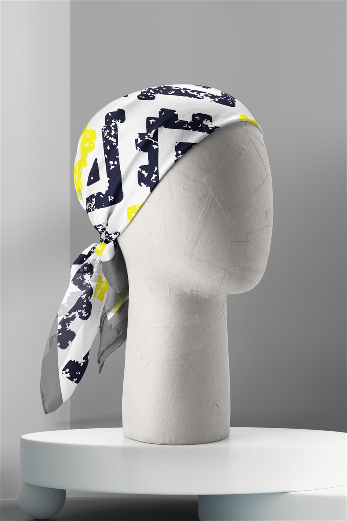 Violla D77 Kadın Geometrik Desenli Bandana 50x50 Sarı DG0431-22