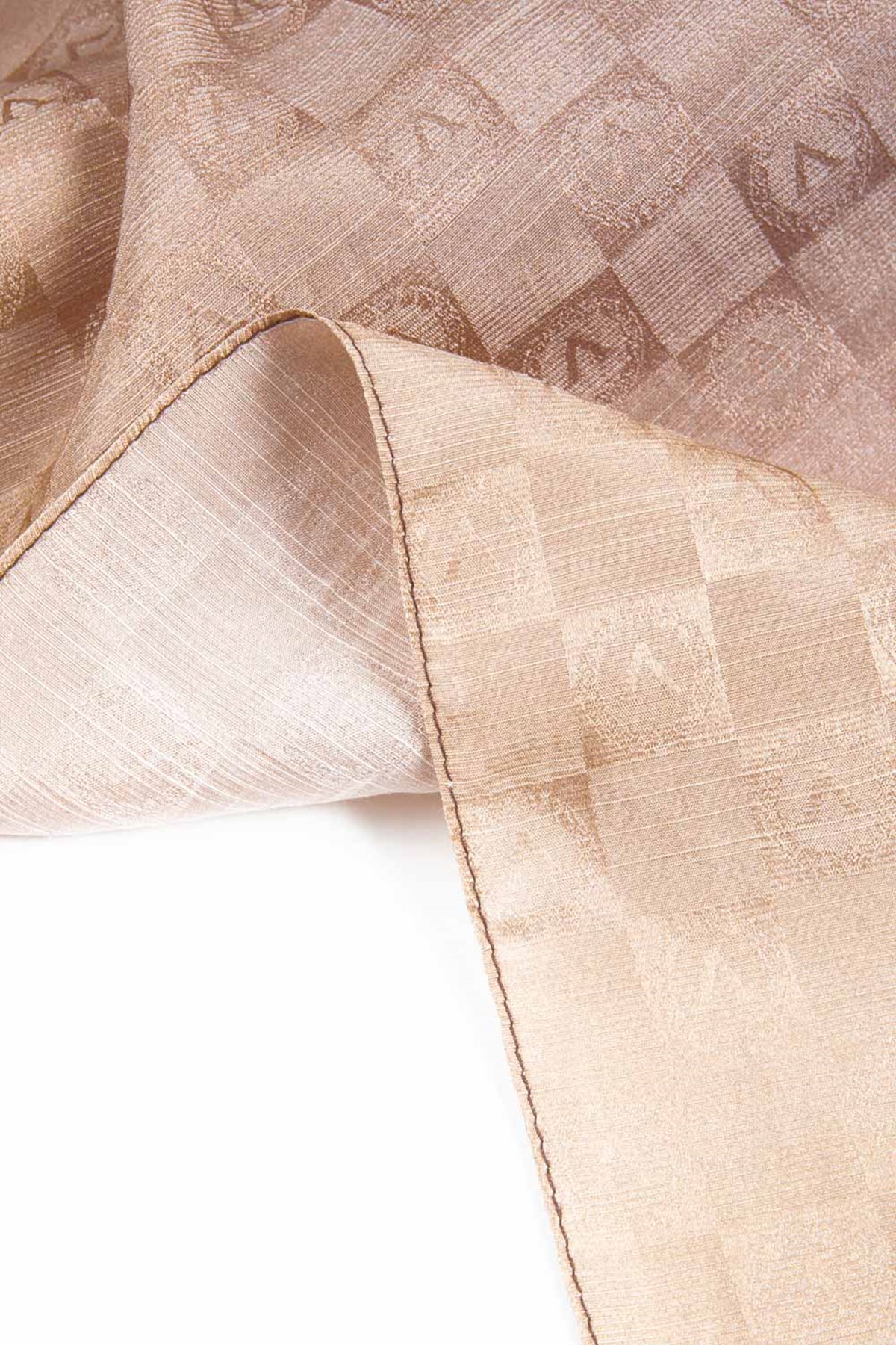 Vissona %57 İPEK %43 PAMUK Degrade Desenli Bej Renkli Şal -  70x190 Dikiş Tipi İtalyan Dikişli