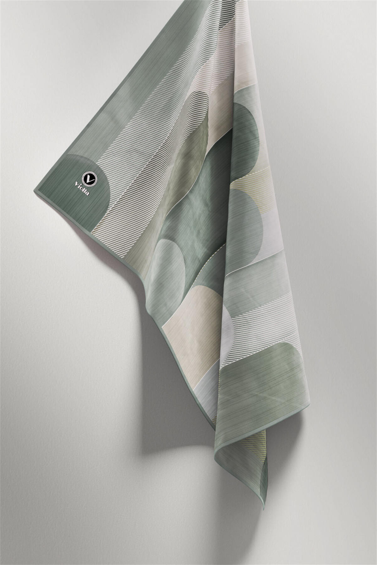 Twill Geometrik Desenli Koyu Mint Yeşili Renkli 90x90 Eşarp (İpek İçermez) Kenar Dikiş Şekli El Dikişli