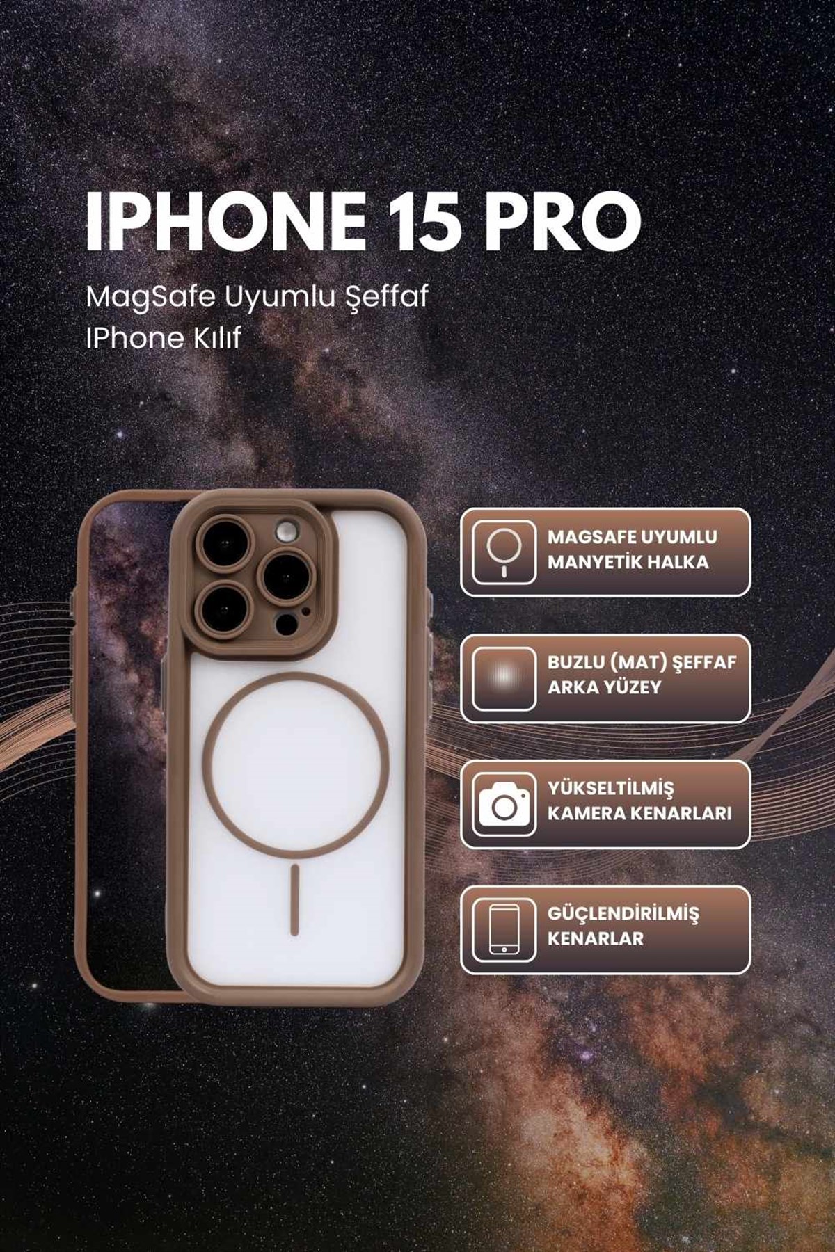 iPhone 15 Pro Uyumlu Kamera Korumalı Magsafe Wireless Şarj Özellikli Mat Silikon Haki renkli Silikon Telefon Kılıfı