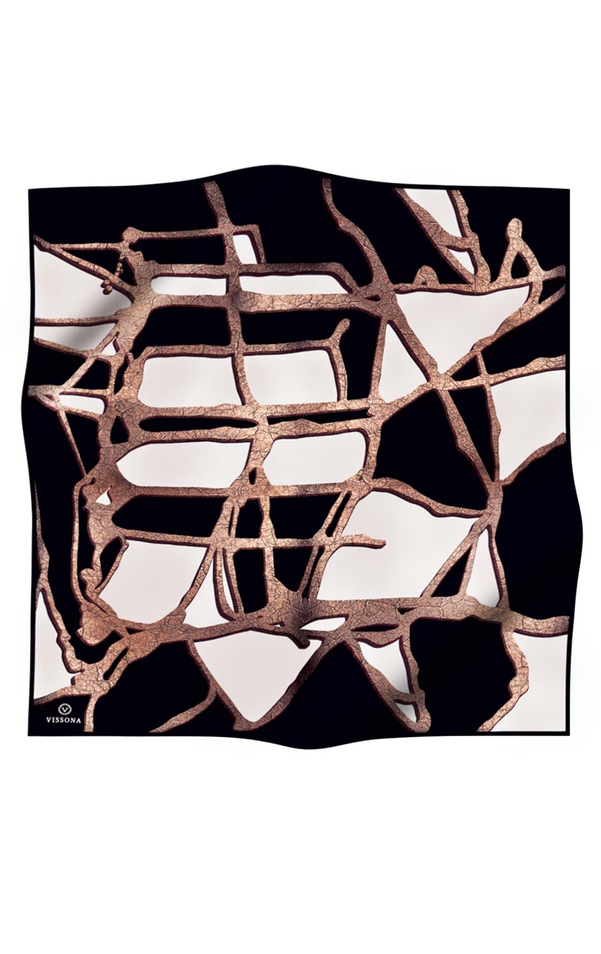 % 57 İPEK % 43 VİSKON Twill İpek Gold Efektli Geometrik Desenli Siyah - Krem Renkli 90x90 Eşarp Dikim Şekli : El Dikişi