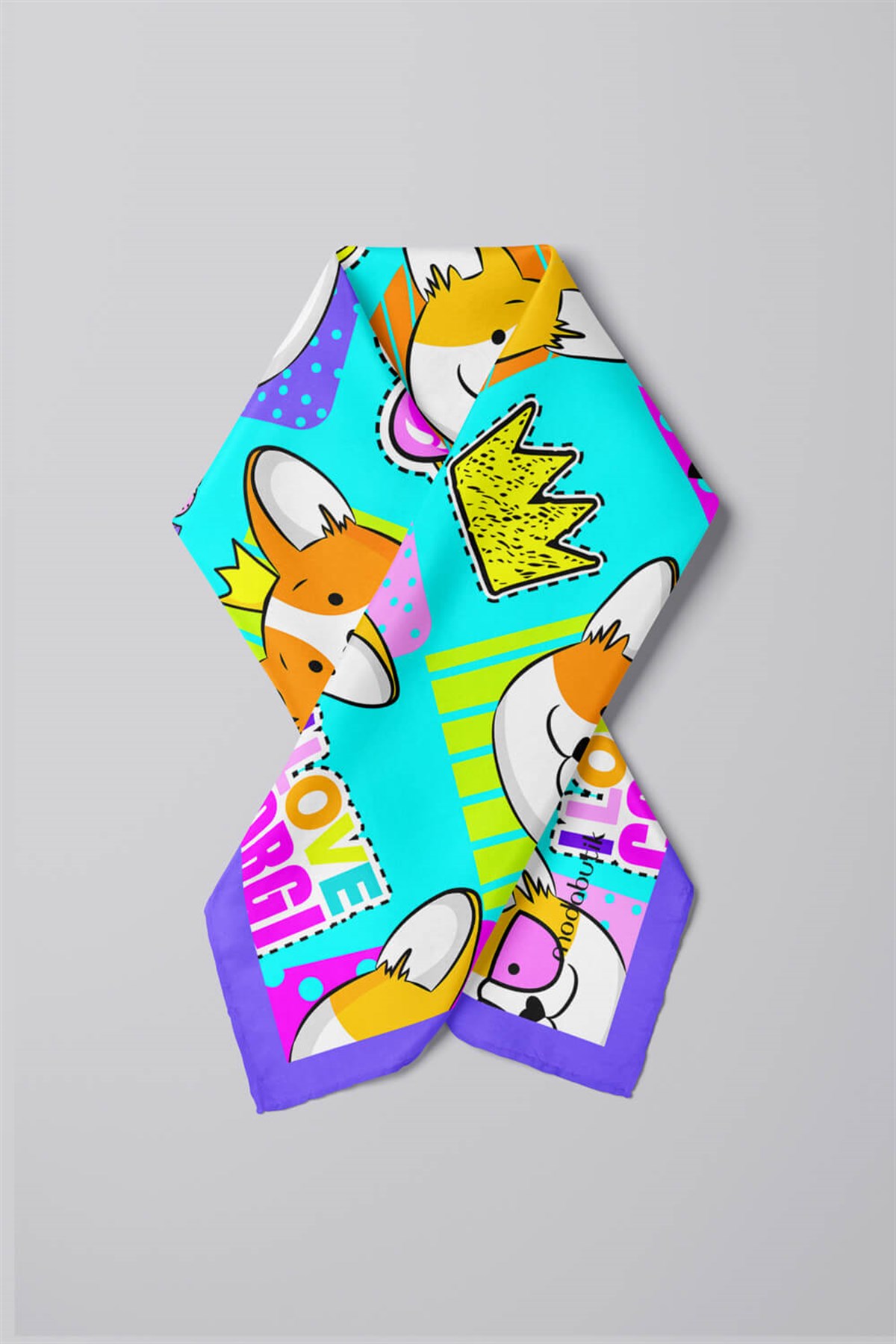 G104 Violla Köpek Desenli Bandana