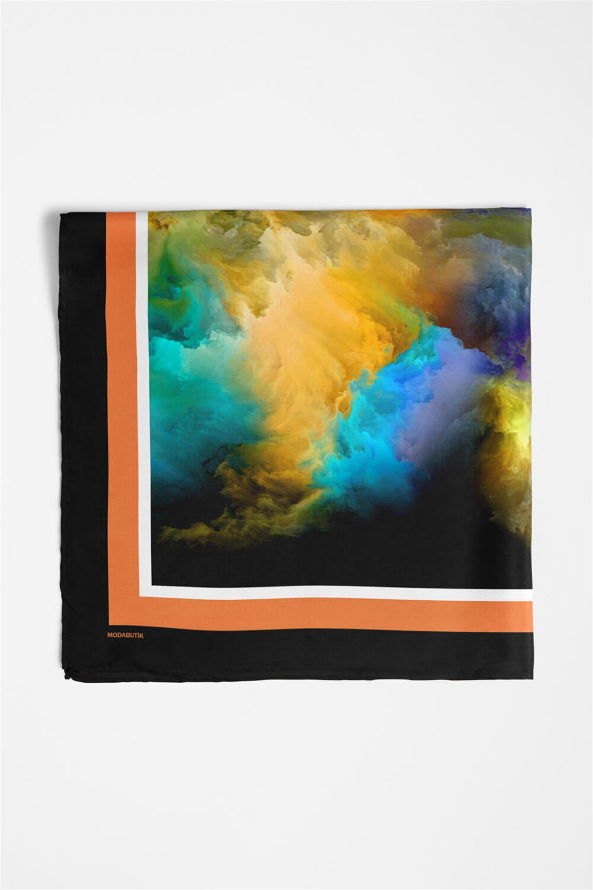 Violla Z27 Kadın Sarı Mavi Suluboya Desenli 50x50 Bandana DG01563-22