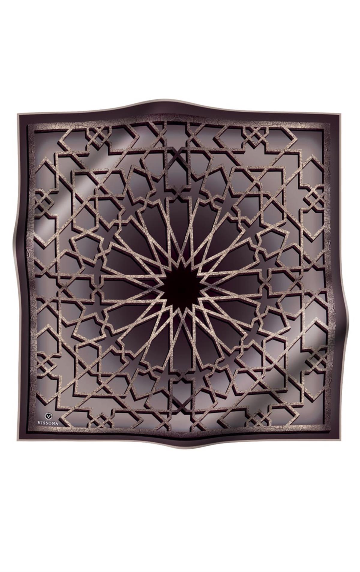 %100 Twill Türk Motifi  Desenli Taş Renkli 90x90 Eşarp Dikim Şekli: El Dikişi