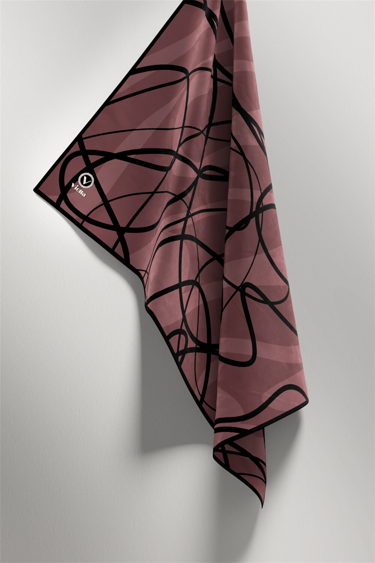 Twill Karışık Çizgi Desenli Pudra Renkli 90x90 Eşarp (İpek İçermez) Kenar Dikiş Şekli El Dikişli