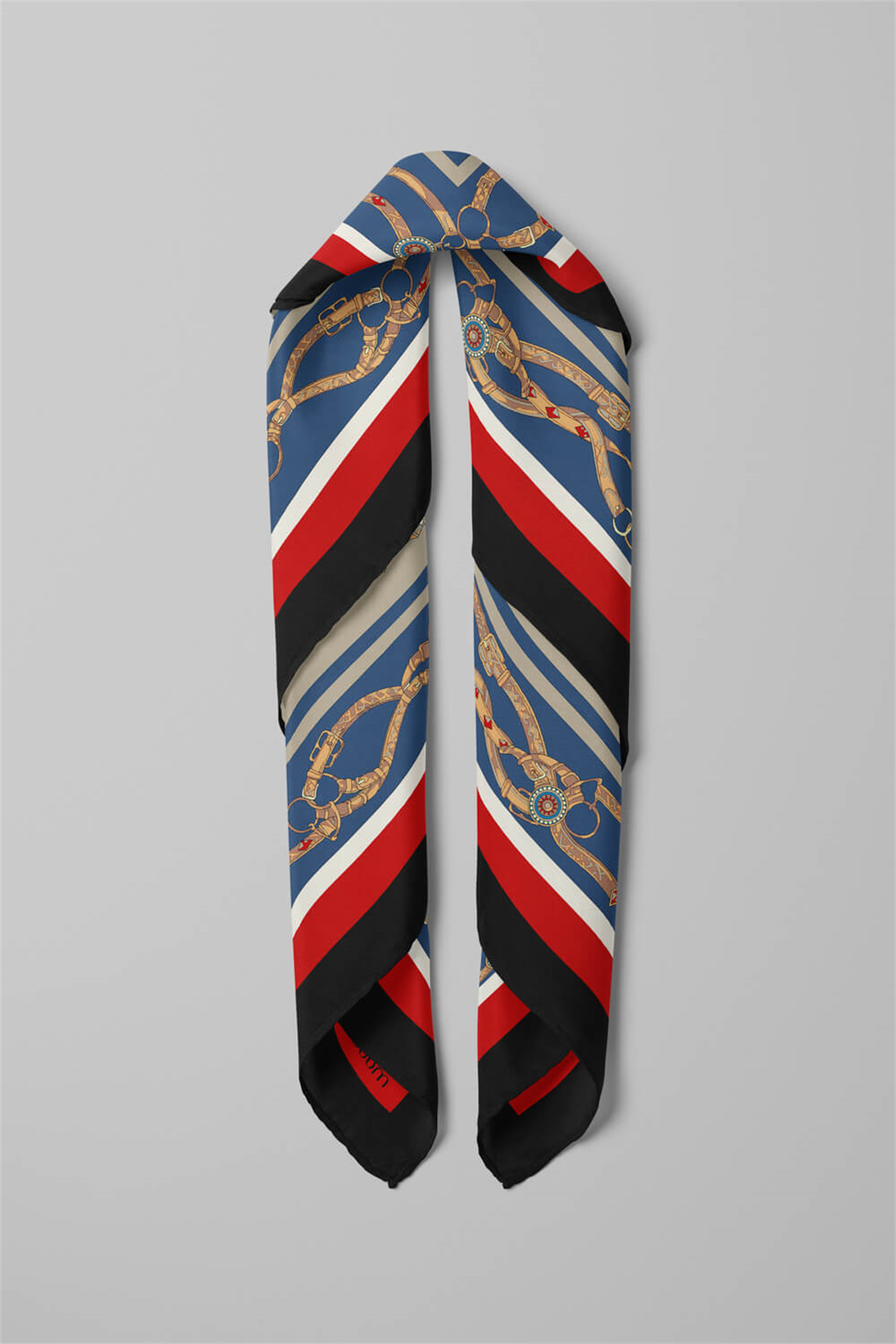 B90 Kadın Kahve Etnik Desenli 50x50 Bandana HYL DG01499-22