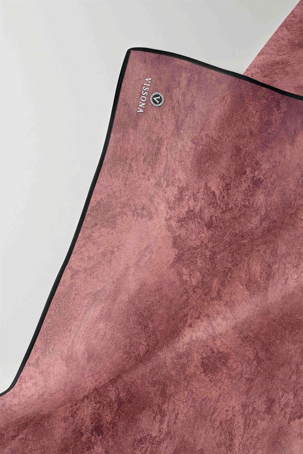 % 57 İPEK % 43 VİSKON Twill İpek Doku Desenli Gül Kurusu Renkli 90x90 Eşarp Dikim Şekli : El Dikişi