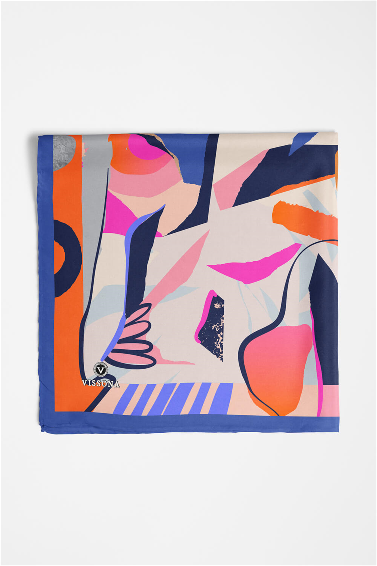 Saten İpek Geometrik Desenli Kadın Bandana