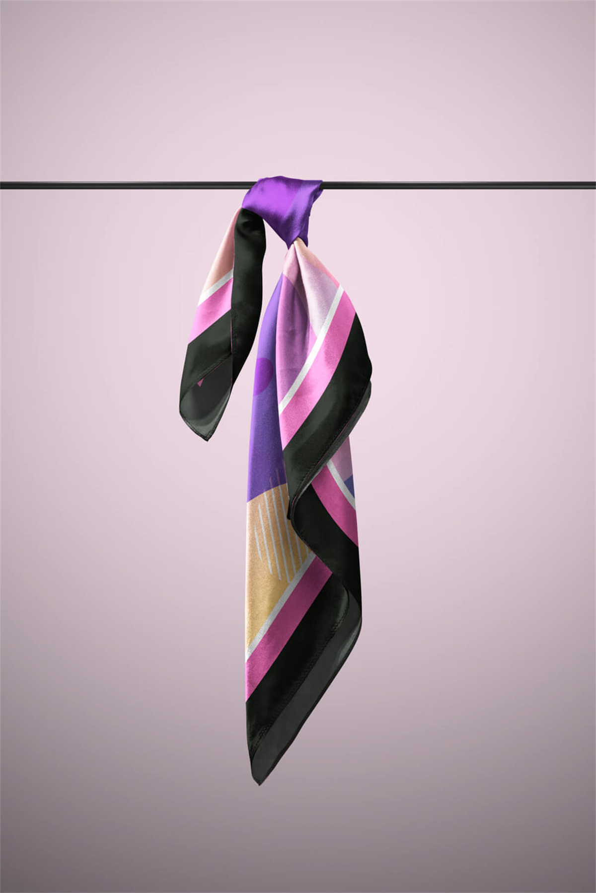 C77 Kadın Mavi Soyut Desenli 50x50 Bandana DG01681-22