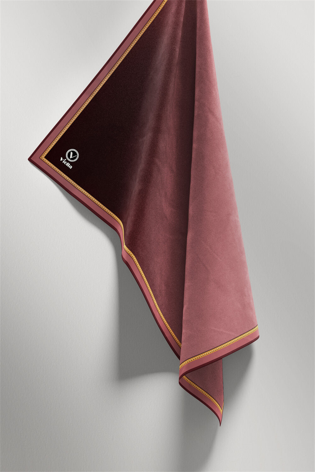 Twill Degrade Desenli Pudra Renkli 90x90 Eşarp (İpek İçermez) Kenar Dikiş Şekli El Dikişli