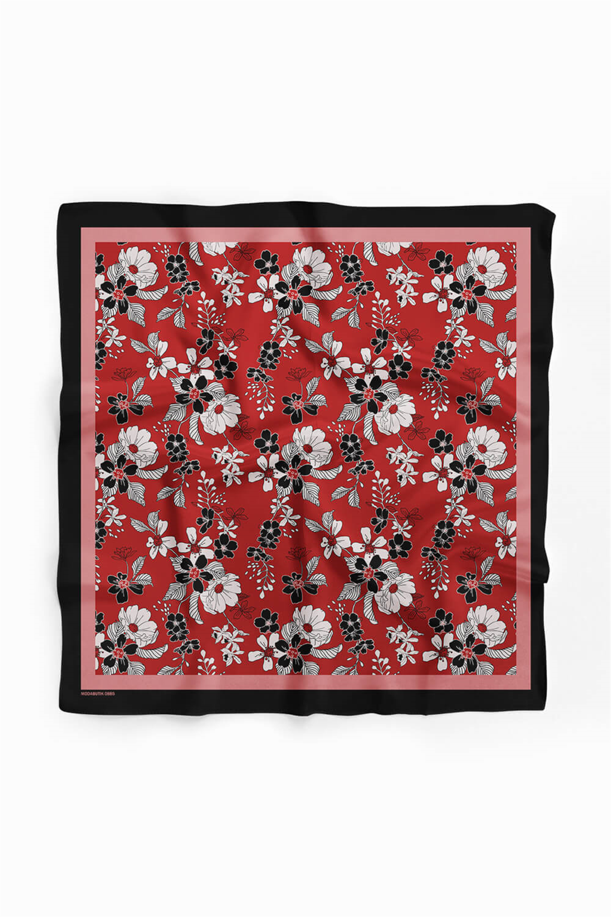 Kadın Kiremit Rengi Mallow Desenli 50x50 Bandana
