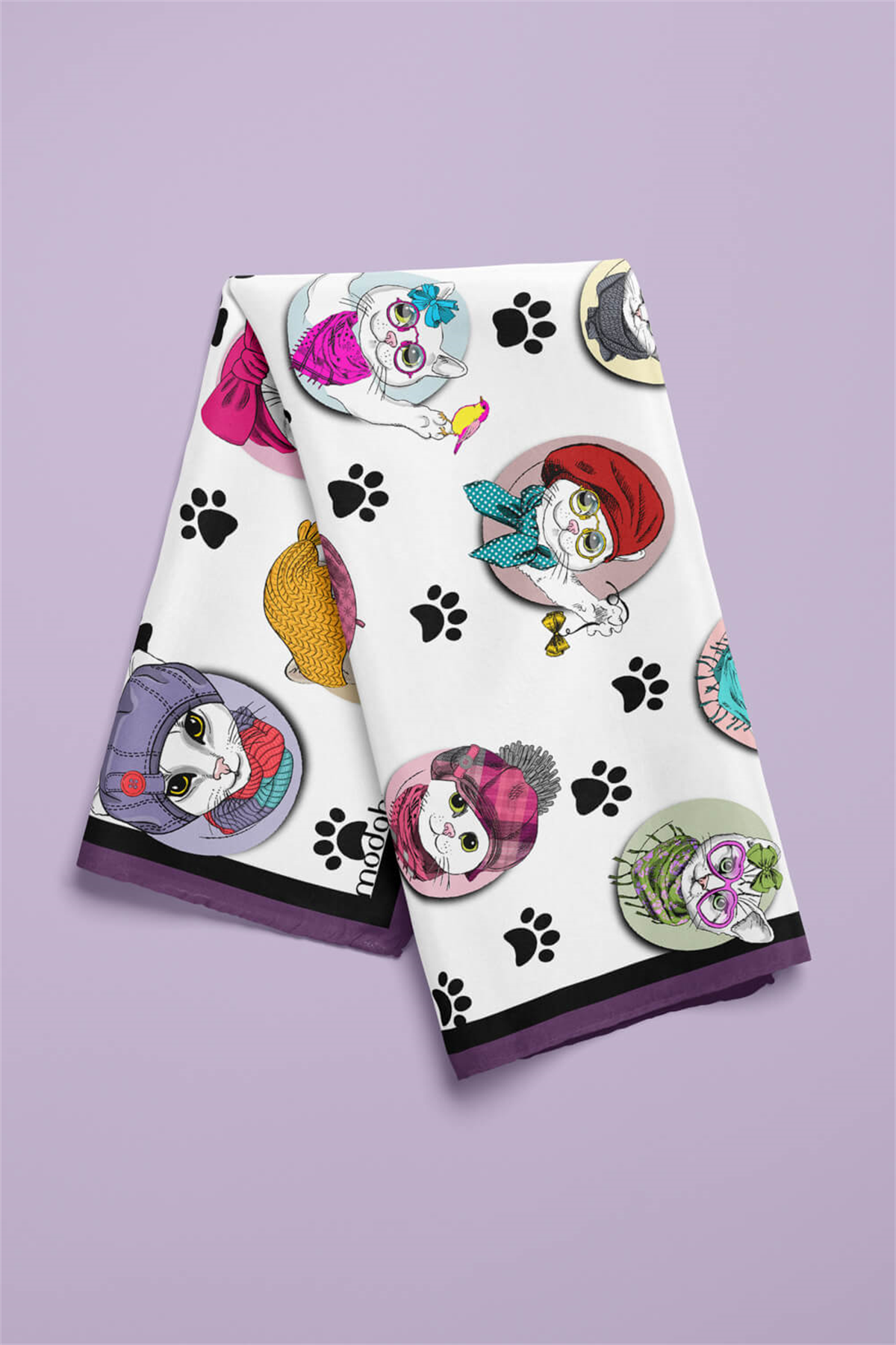 Modabutik Kedi Desenli Bandana