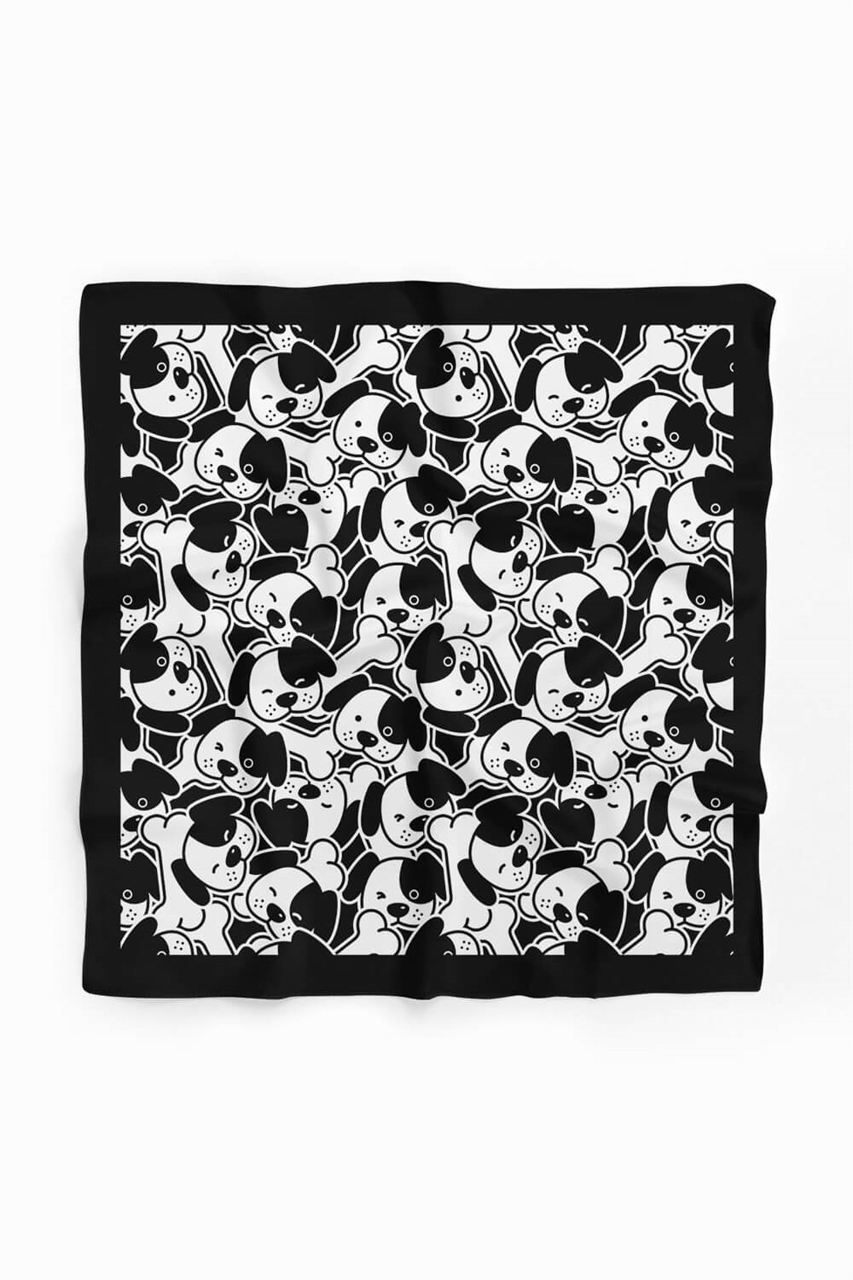 Violla A14 Siyah Beyaz Köpek Bandanası Premium Özel Üretim 55X55 DG2063