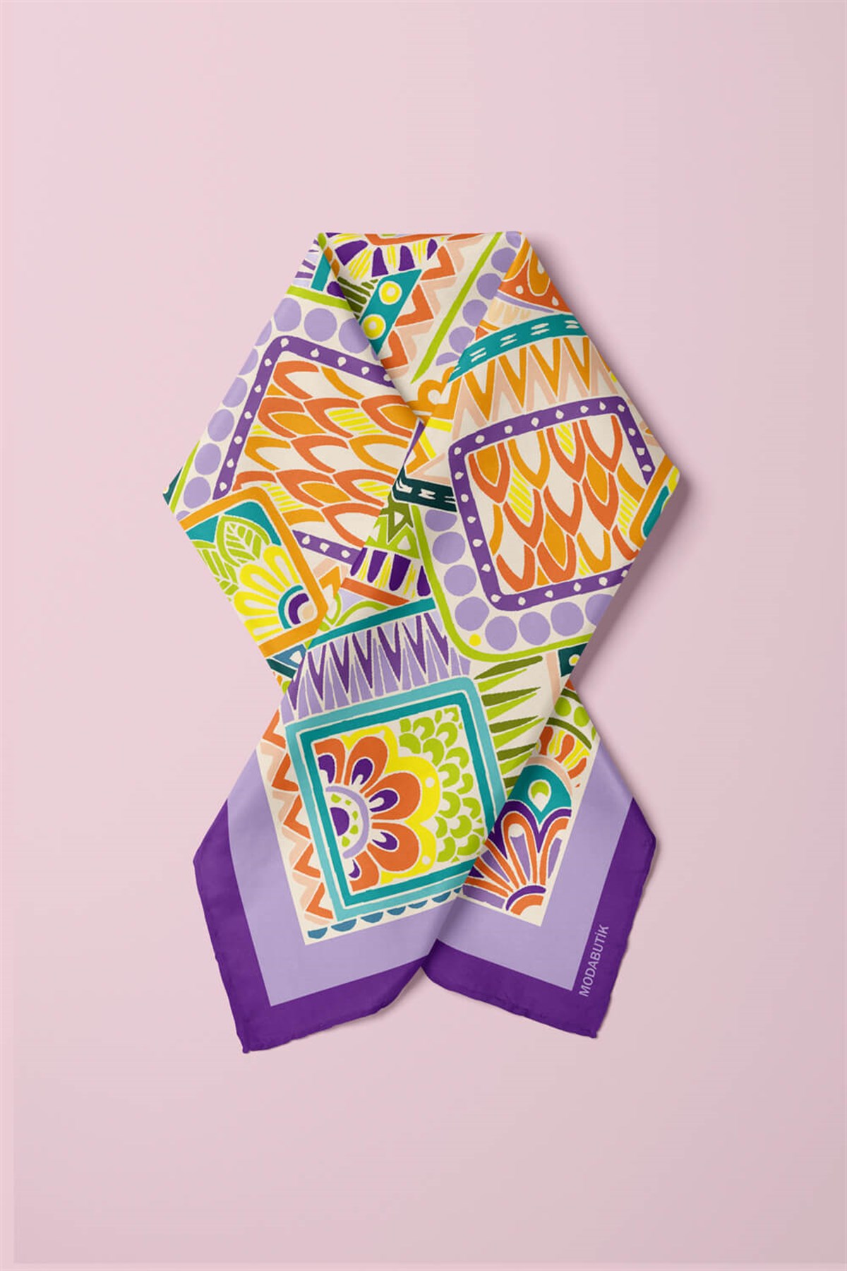 Violla B72 Kadın Lila Sweat Patch Desenli 50x50 Bandana HYL DG0643-22