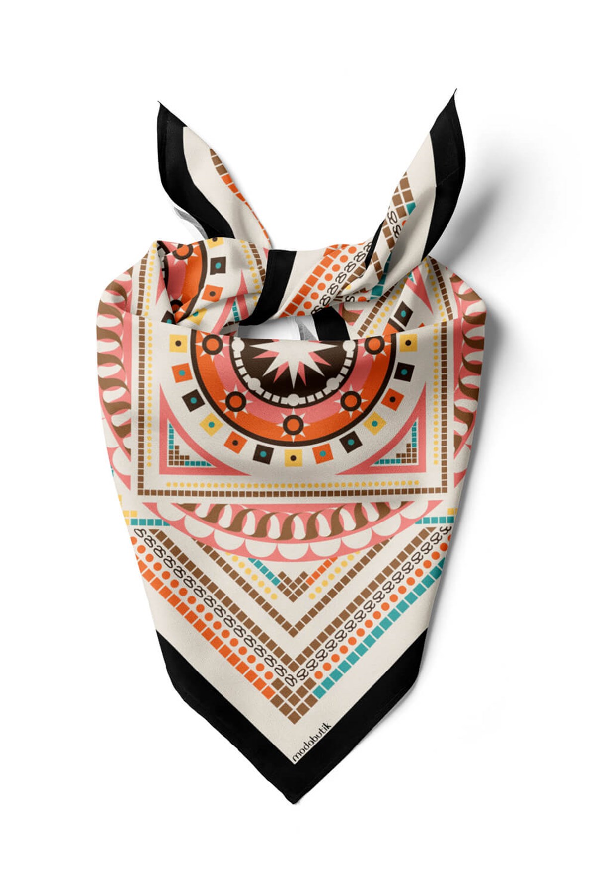 Violla G32 Kadın Pembe Turuncu Siyon Desenli 50x50 Bandana