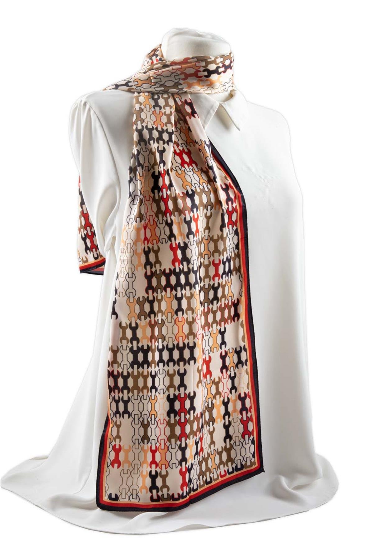 I6 Geometrik Desenli Fular 30x140