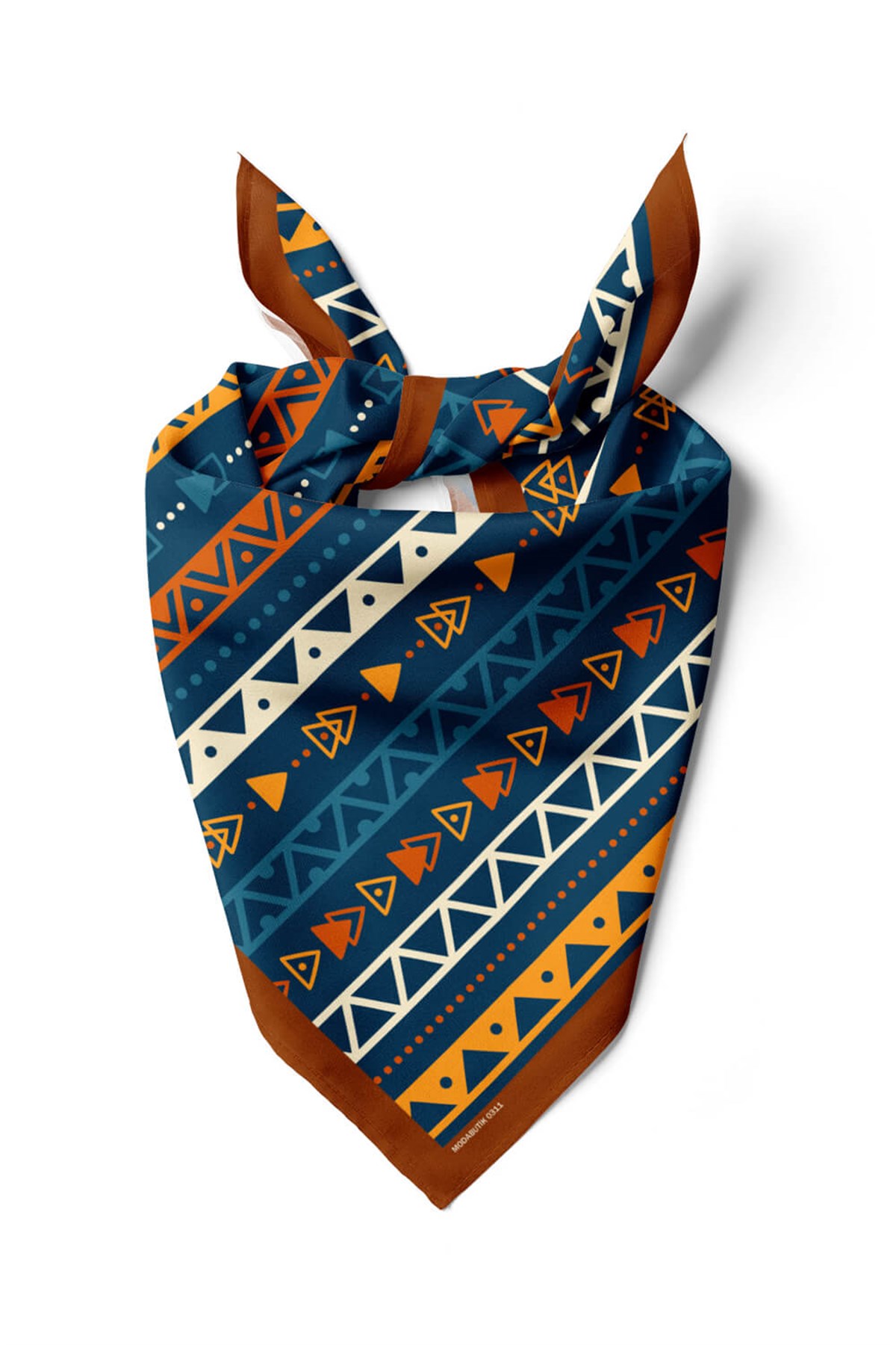 Violla A10 Kadın Egzotik Desenli Bandana 50x50 Sarı Turuncu Mavi DG0311-22