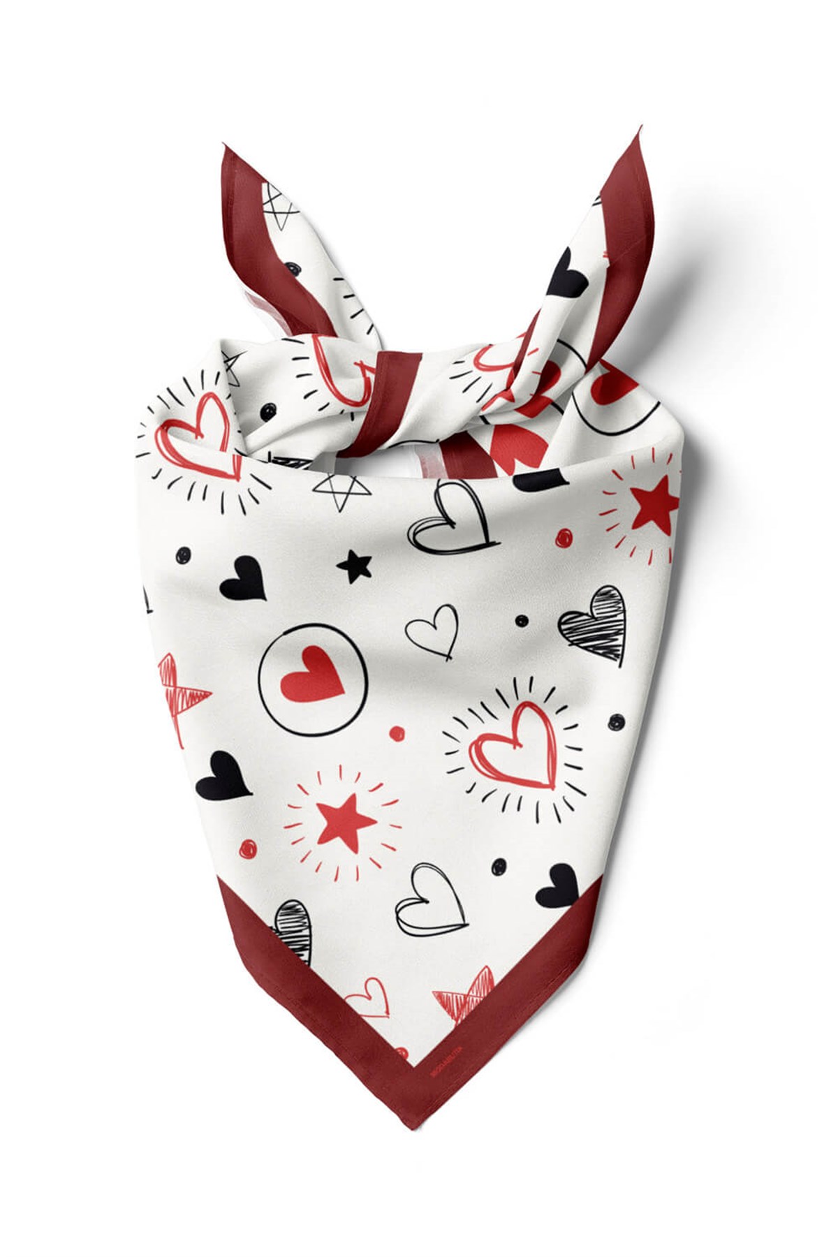 Violla F54 Kadın Kalp Desenli Bandana 50x50 DG0459-22