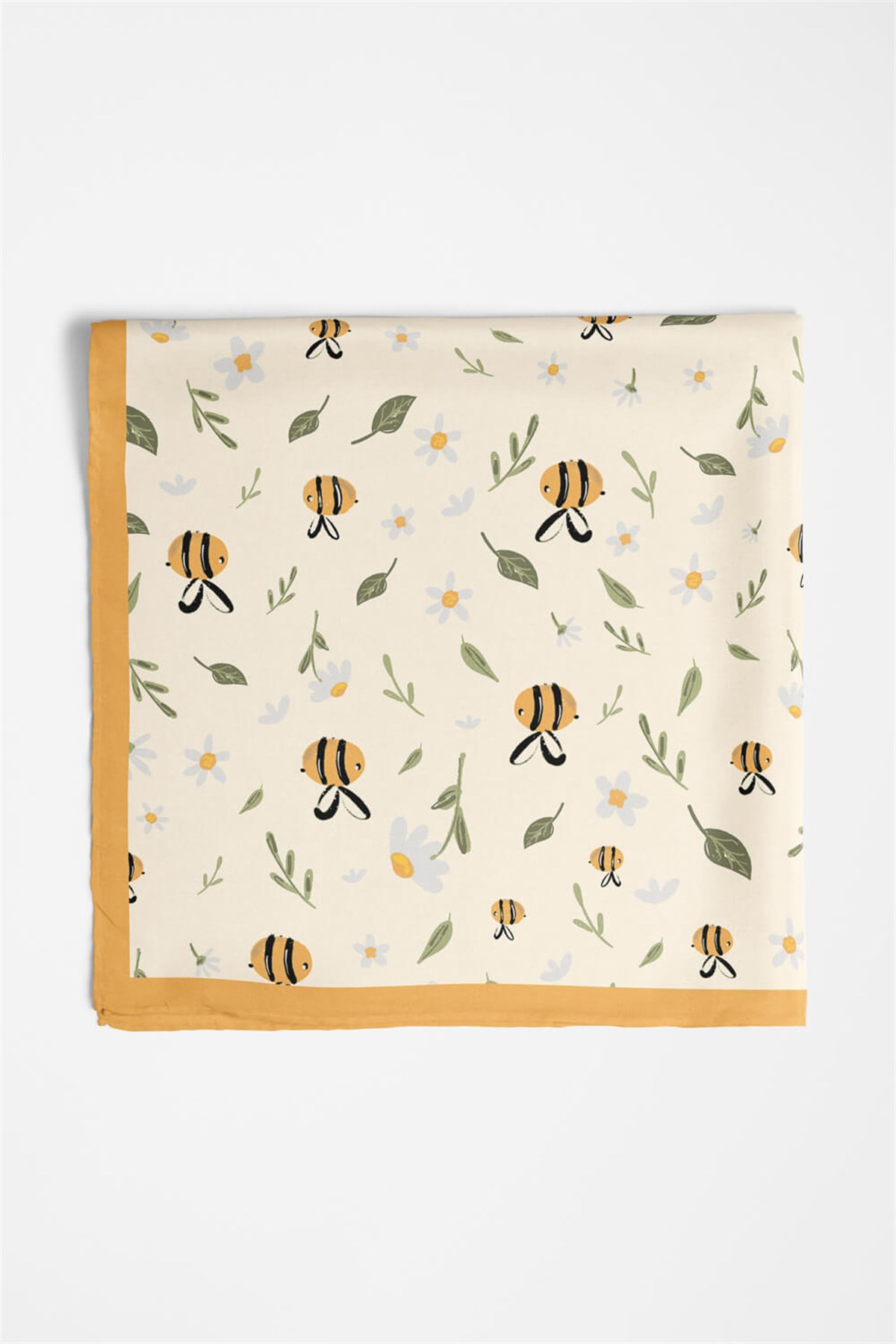 %100 İpek Arı Desenli Kadın Bandana