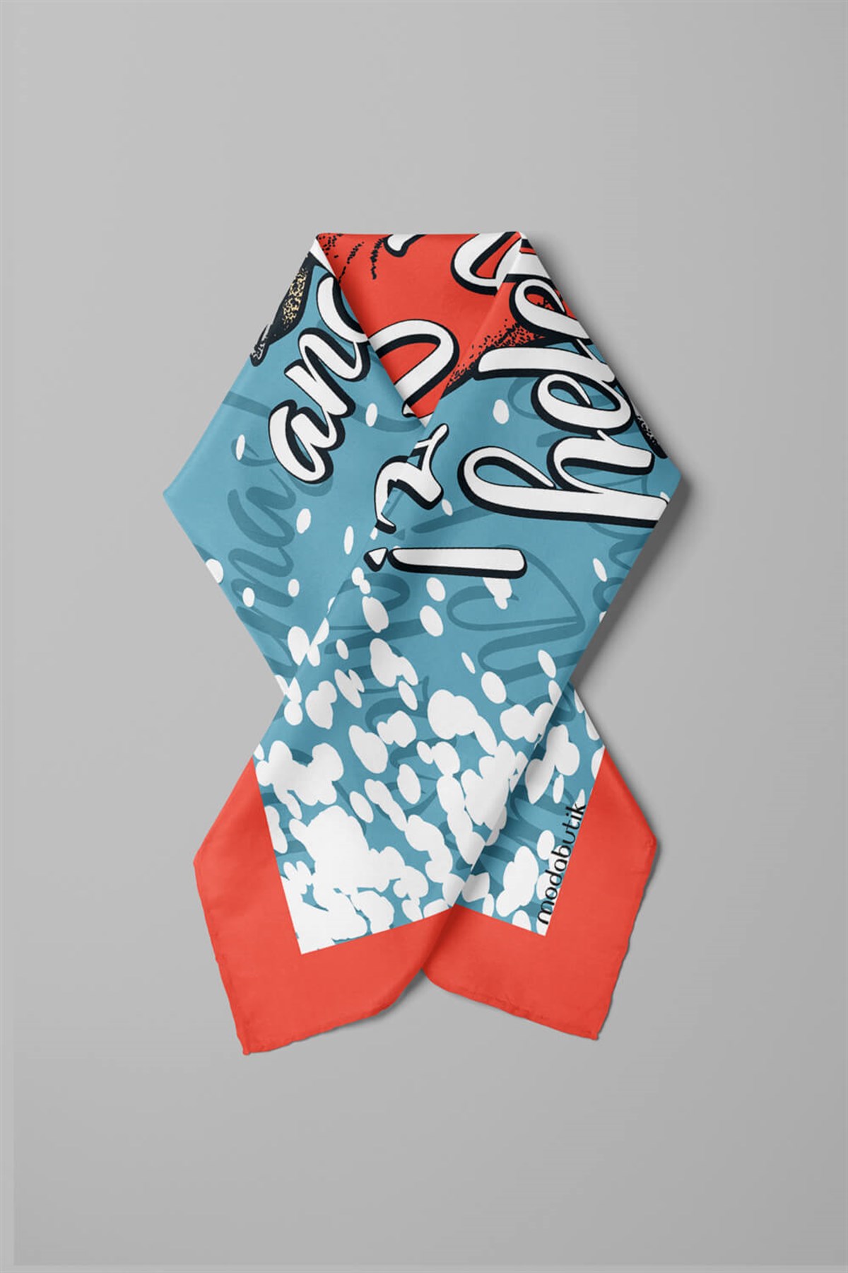 Violla Kadın Buz Mavi Cock Desenli 50x50 Bandana HYL DG0838-22