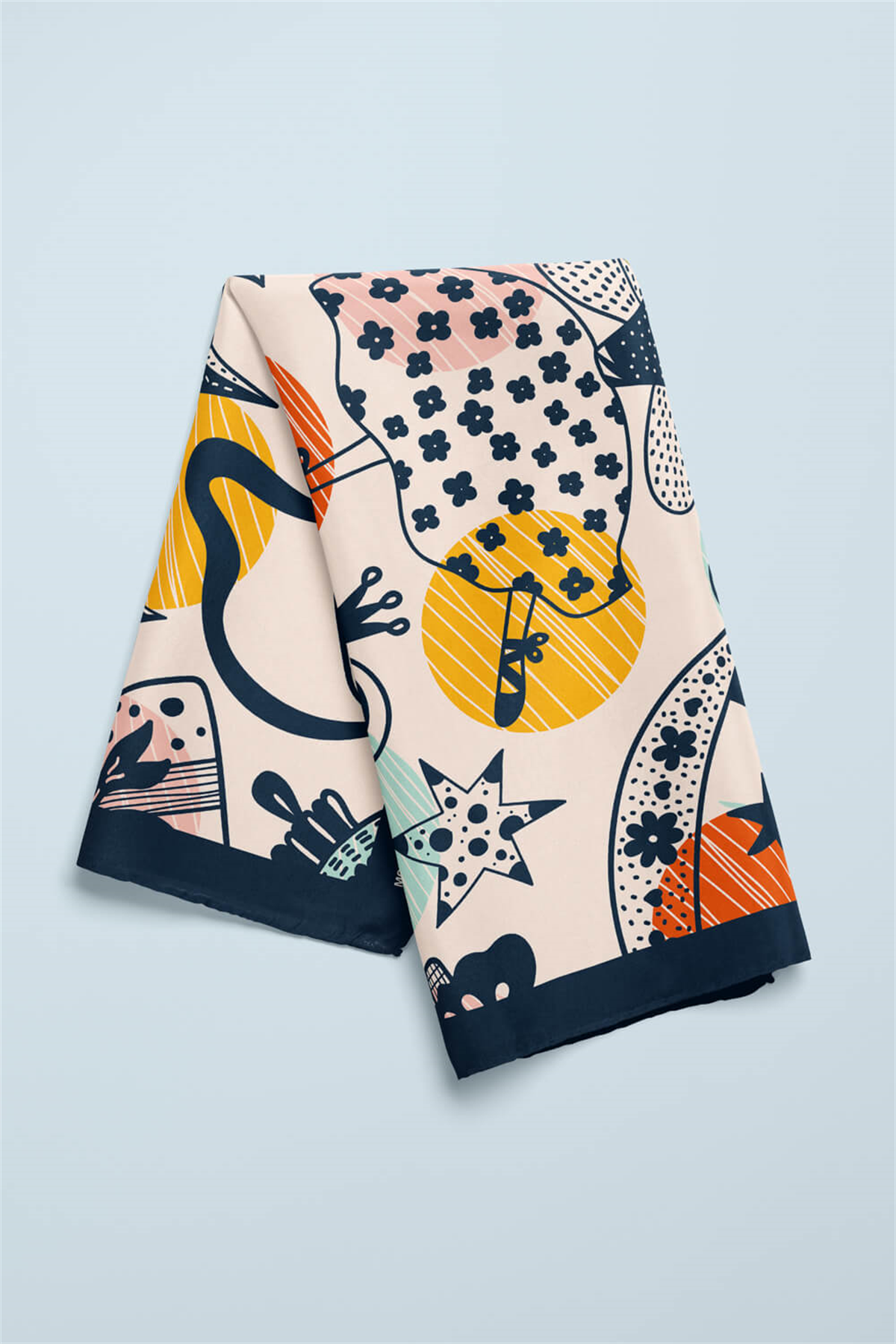 Kadın Comics Desenli Bandana 50x50 Pudra DG0187-22