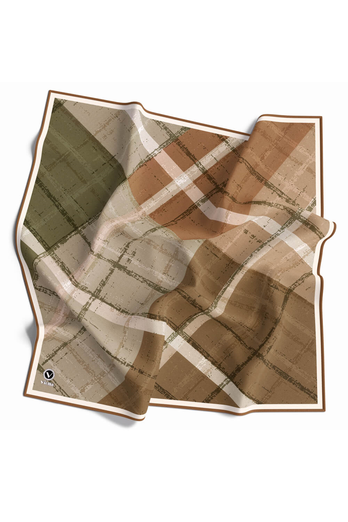 Twill Eskitme Desenli Somon Renkli 90x90 Eşarp (İpek İçermez) Kenar Dikiş Şekli El Dikişli