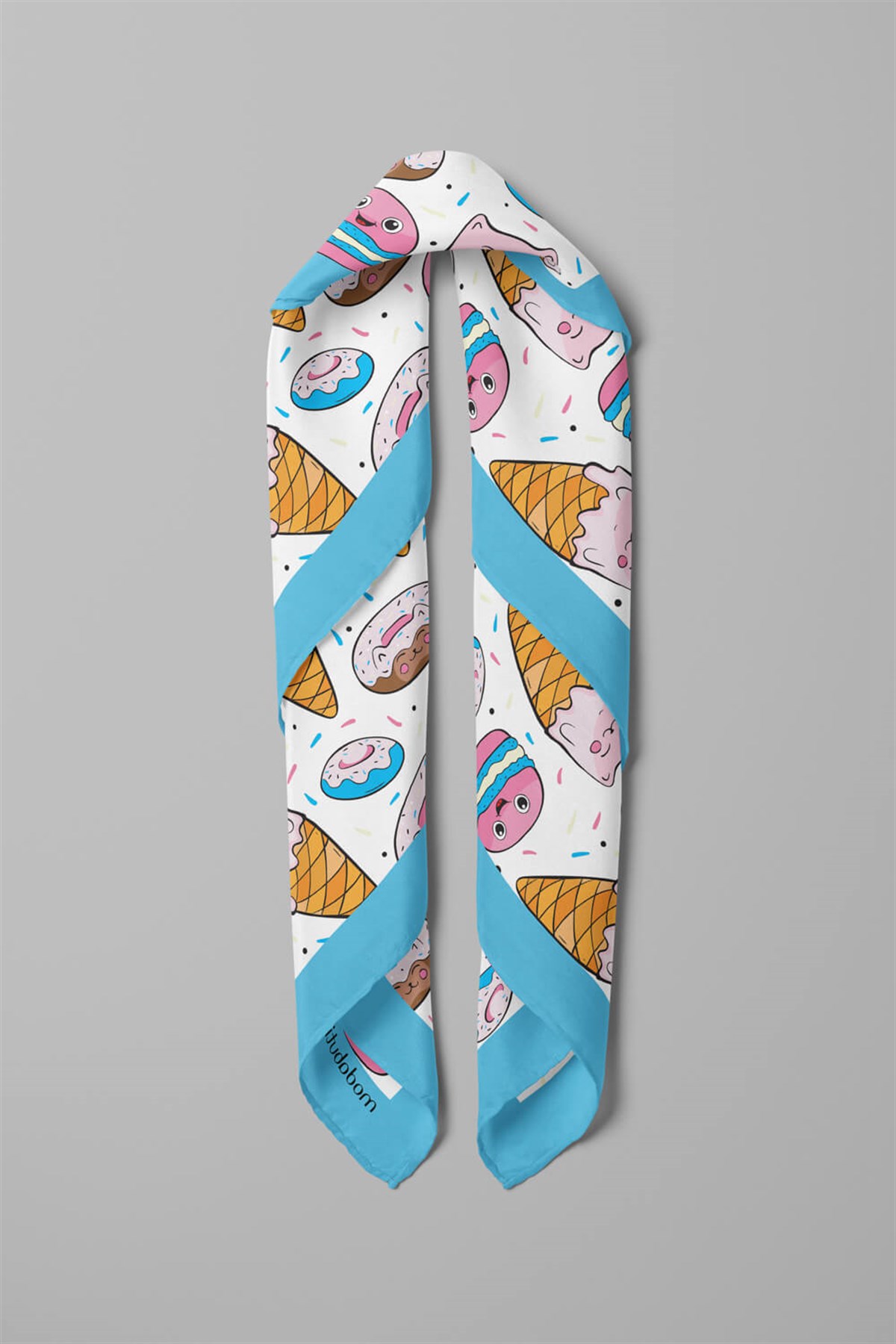 Violla D88 Kadın Aşk Desenli Bandana 50x50 Pembe Sarı DG0360-22