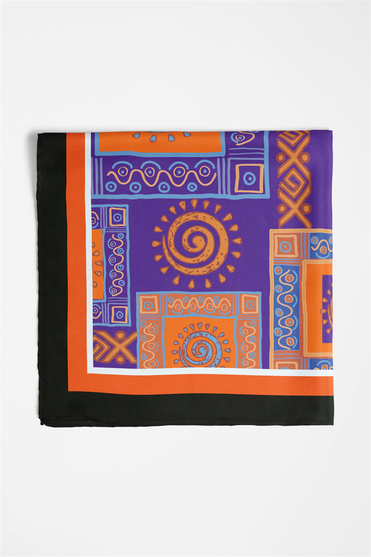 H19 Kadın turuncu etnik desenli 50x50 Bandana