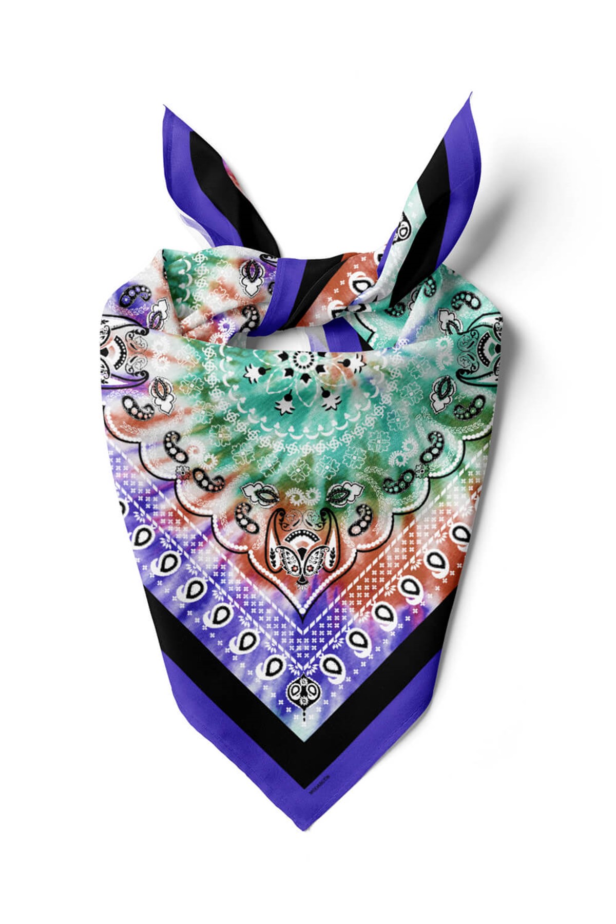 Violla D11 Kadın Turkuaz Etnik Desenli 50x50 Bandana DG01573-22
