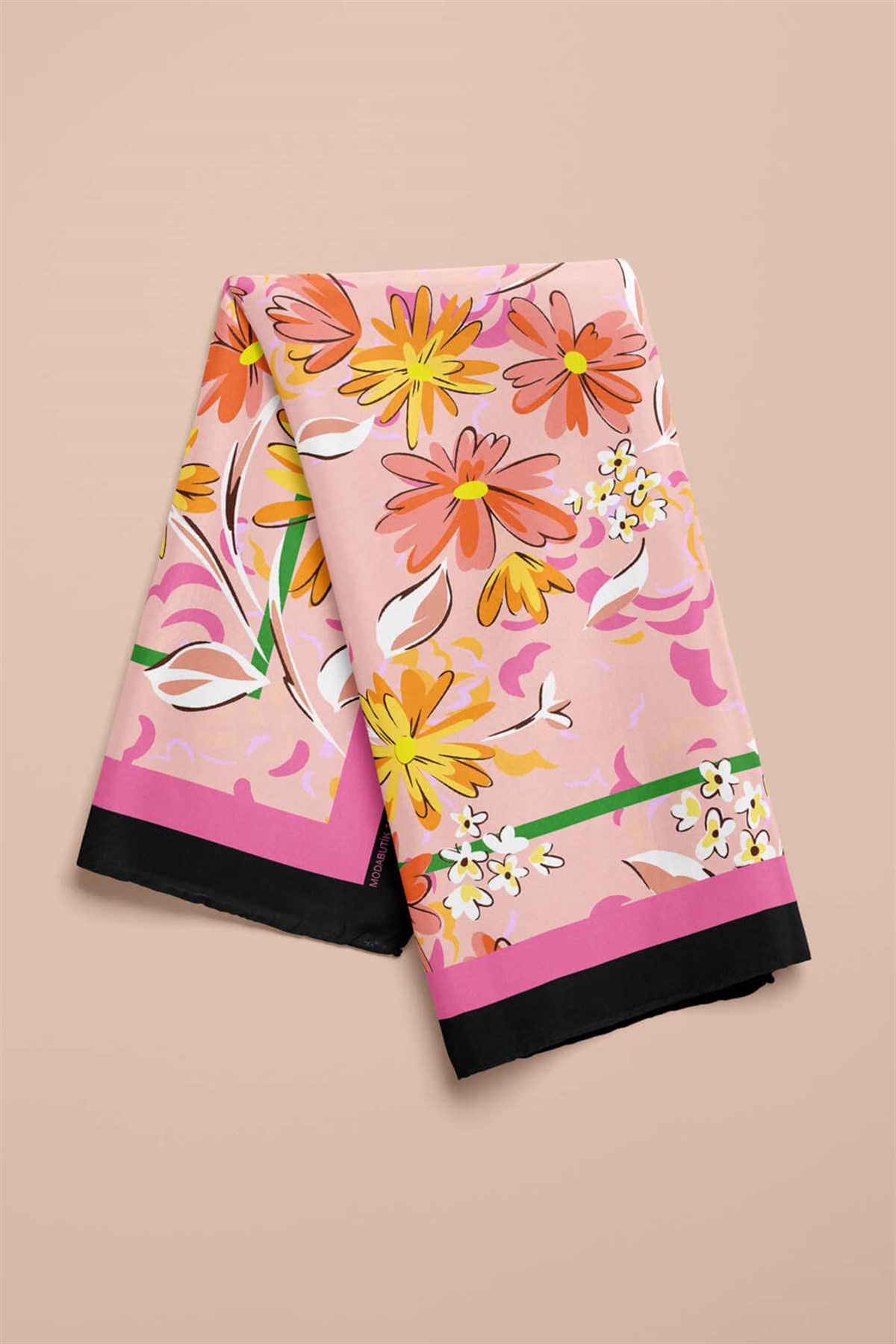 Violla G33 Kadın Krem Yaprak Desenli 50x50 Bandana HYL DG01277-22