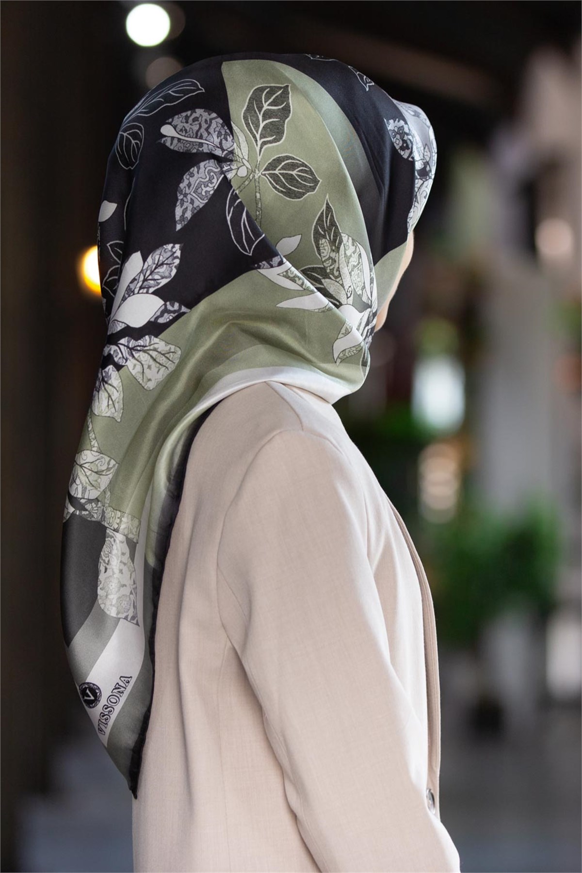 %100 Twill İpek Eşarp 90x90 Geometrik Çiçek Desenli El Dikişli Kadın Eşarp