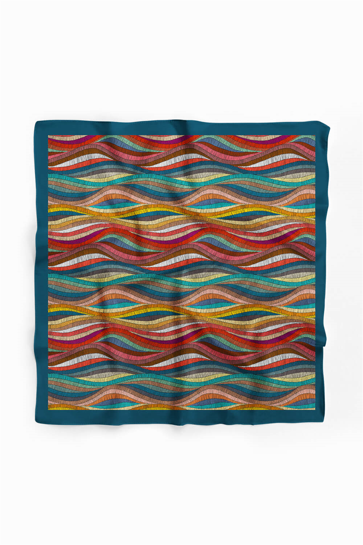 D68 Kadın Çok Renkli Dokuma Desenli 50x50 Bandana DG0413-22