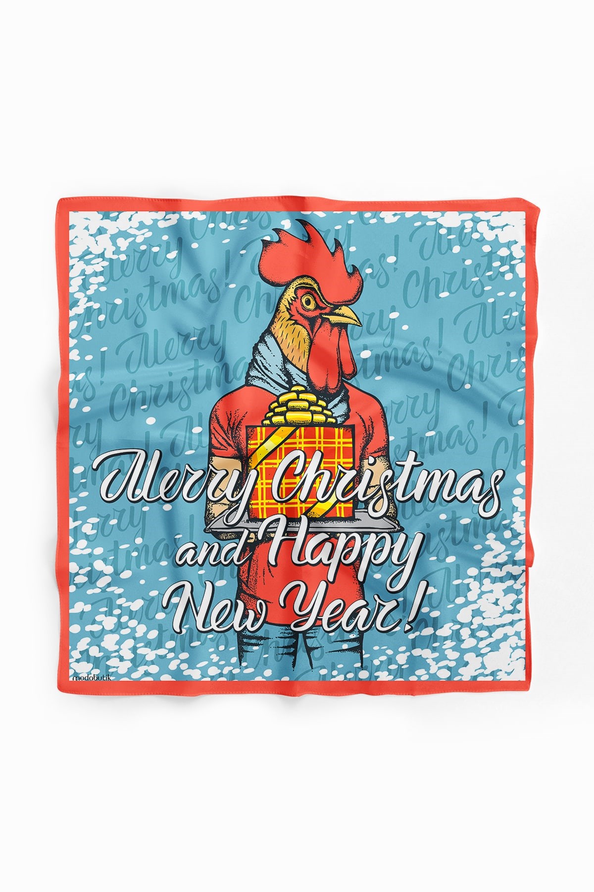 Violla Kadın Buz Mavi Cock Desenli 50x50 Bandana HYL DG0838-22