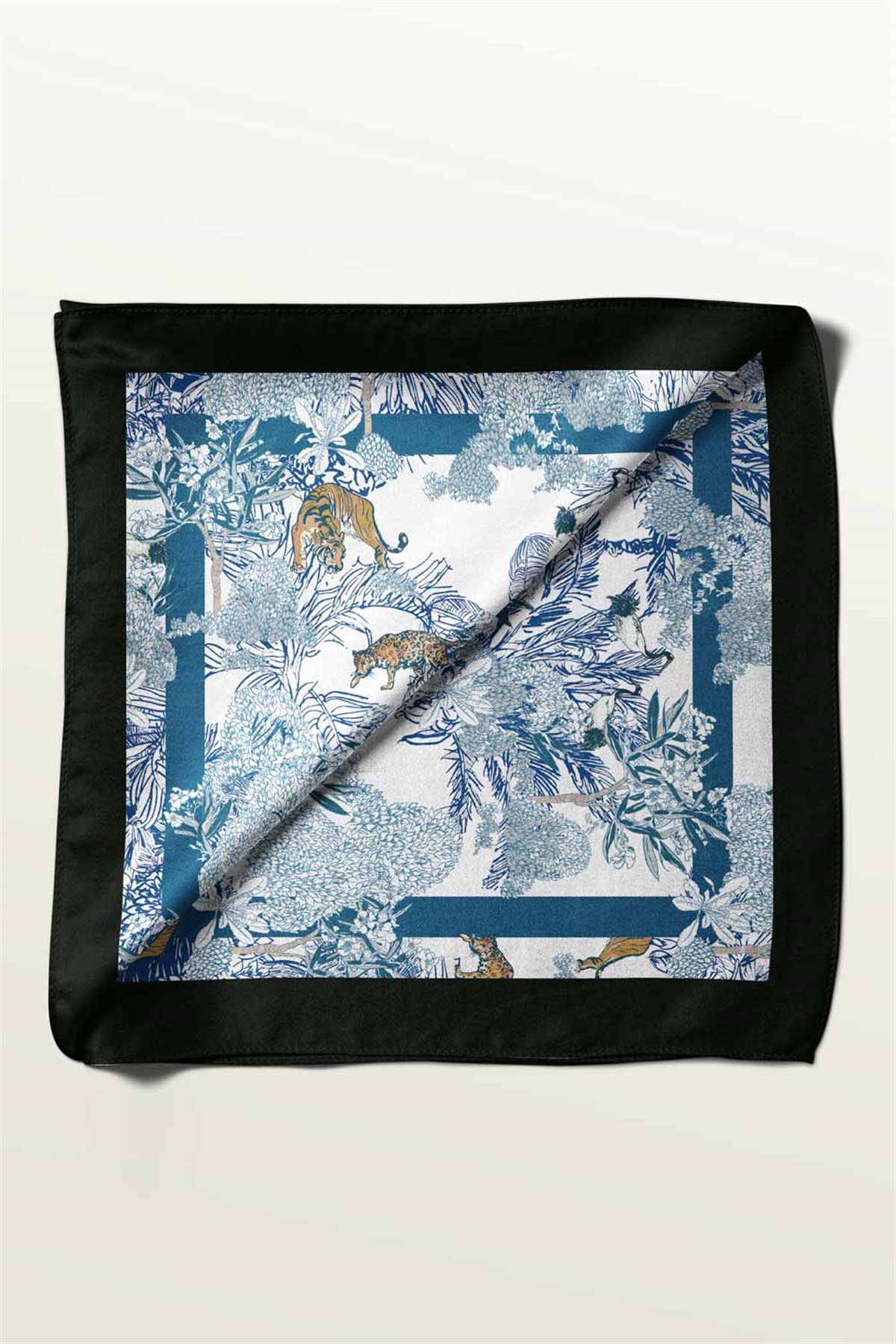 Violla V45 Kadın Açık Mavi Lacivert Arbore Desenli 50x50 Bandana HYL DG01130-22