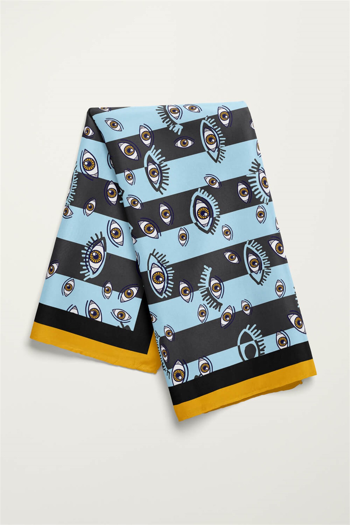 Z51 Kadın Mavi Eyes Desenli 50x50 Bandana