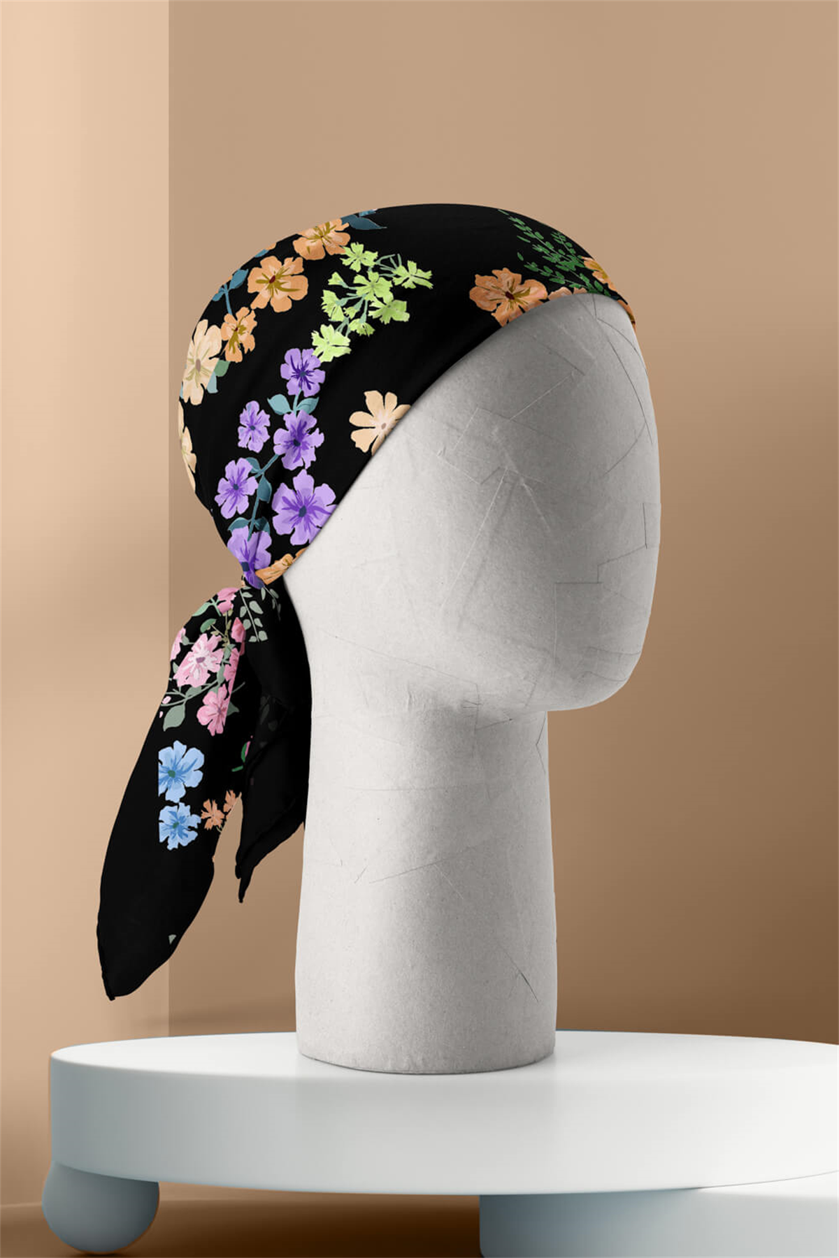 Kadın Çiçek Desenli 50x50 Bandana HYL DG01393-22