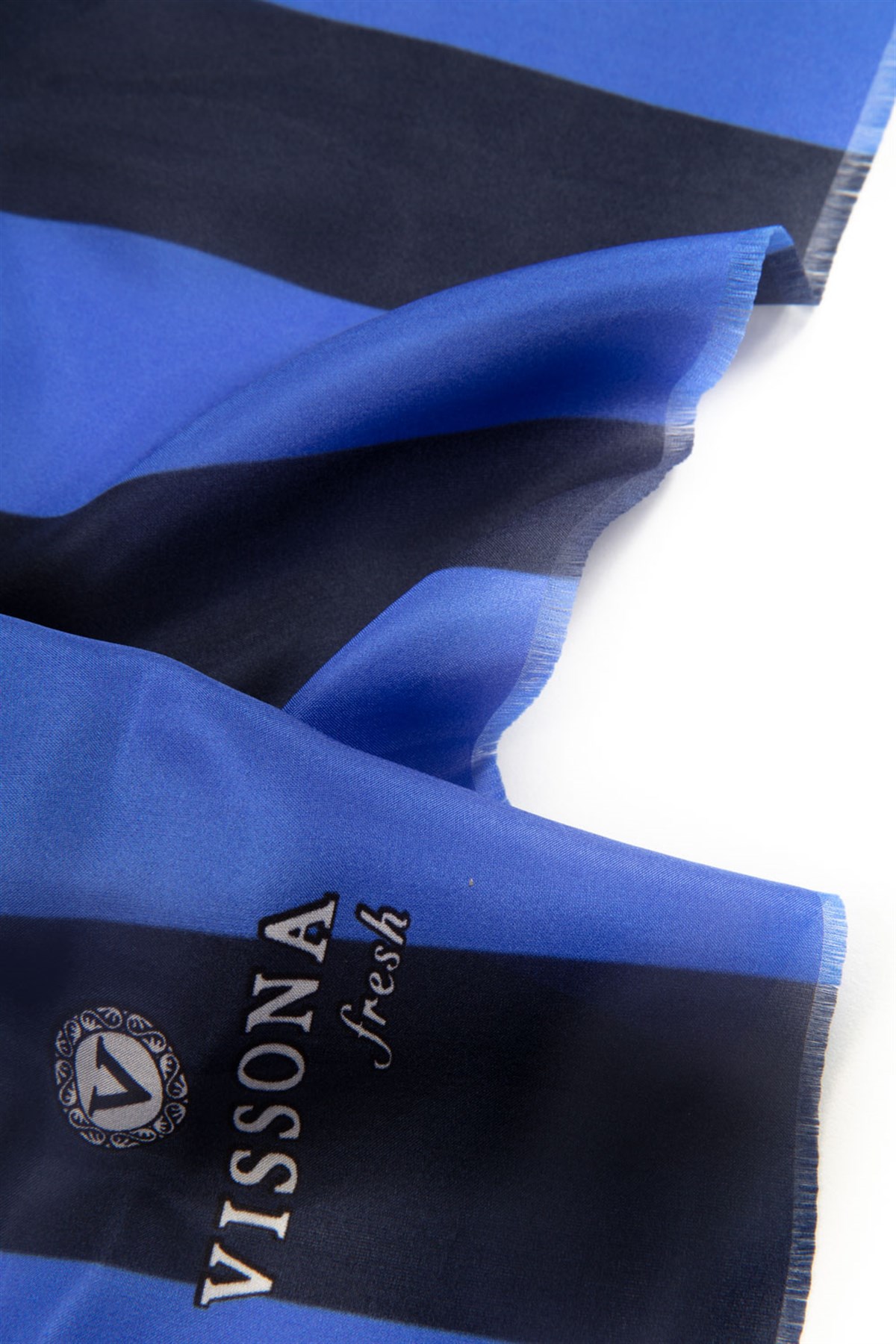 %100 İpek Şerit Ve Varak Desenli Saks - Su Yeşili Renkli 92x210 Şal