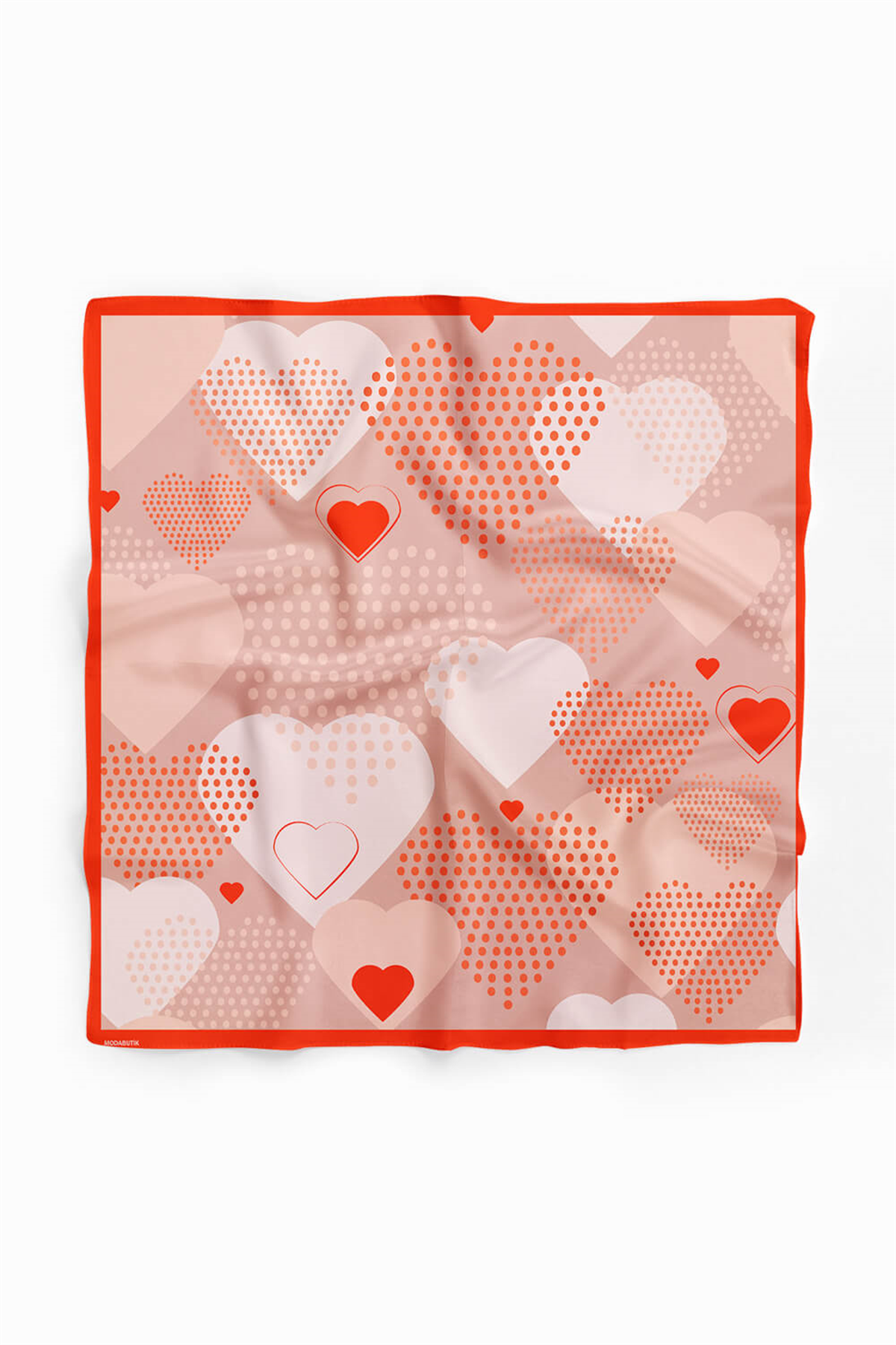 Z20 Kadın Kalp Desenli Bandana 50x50 Pembe DG0266-22