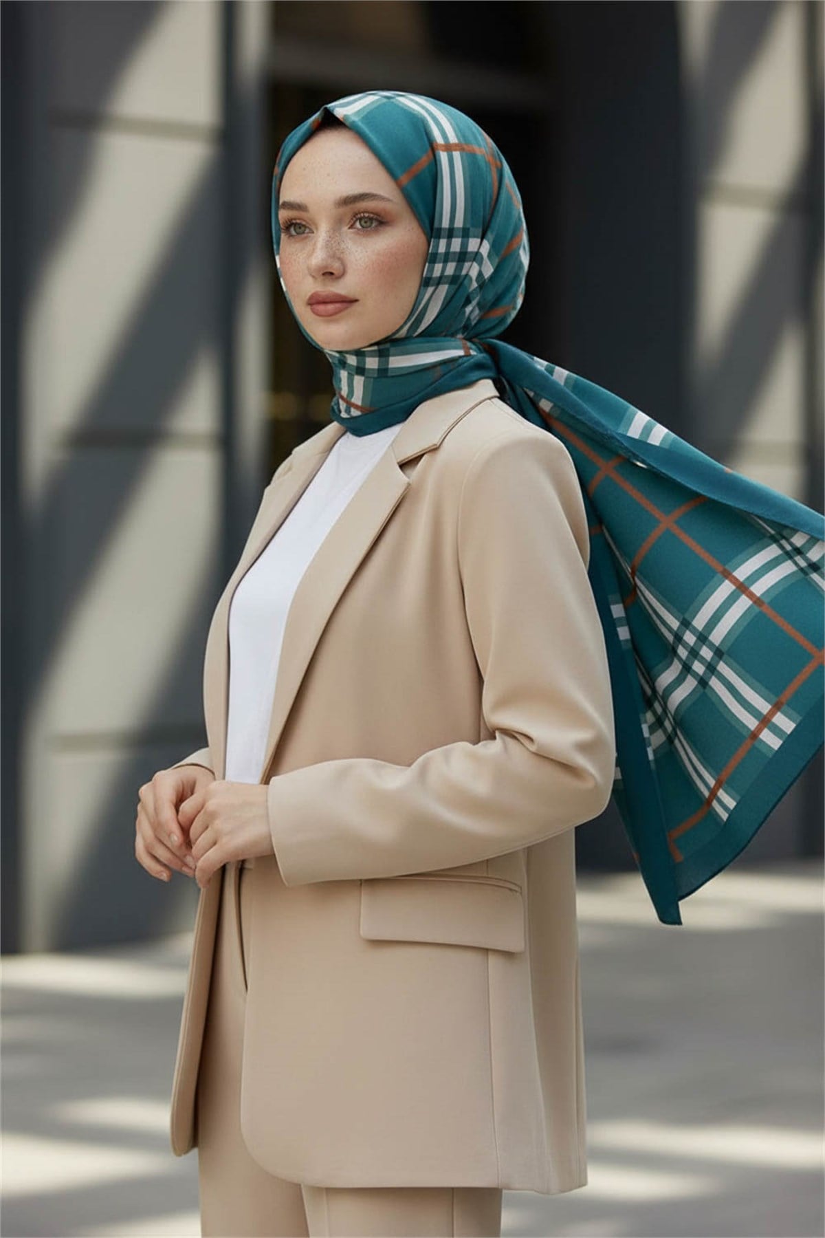 KREP EKOSE DESENLİ PETROL YEŞİLİ RENKLİ 75X195 KIRIŞMAZ ŞAL
