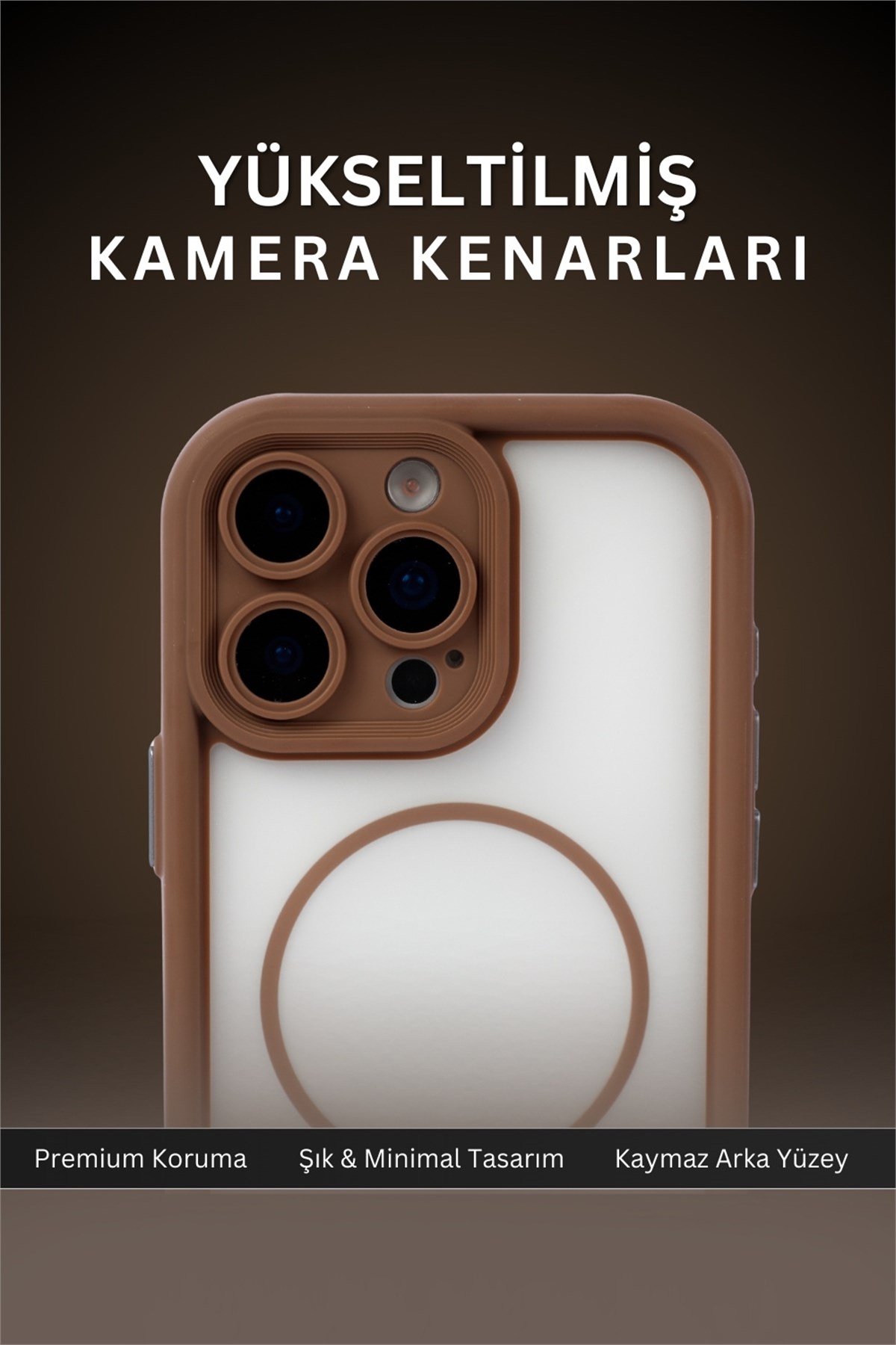 iPhone 16 Pro Max Kılıf – Kamera Korumalı – MagSafe Uyumlu – Haki Renk – Mat Silikon Telefon Kılıfı