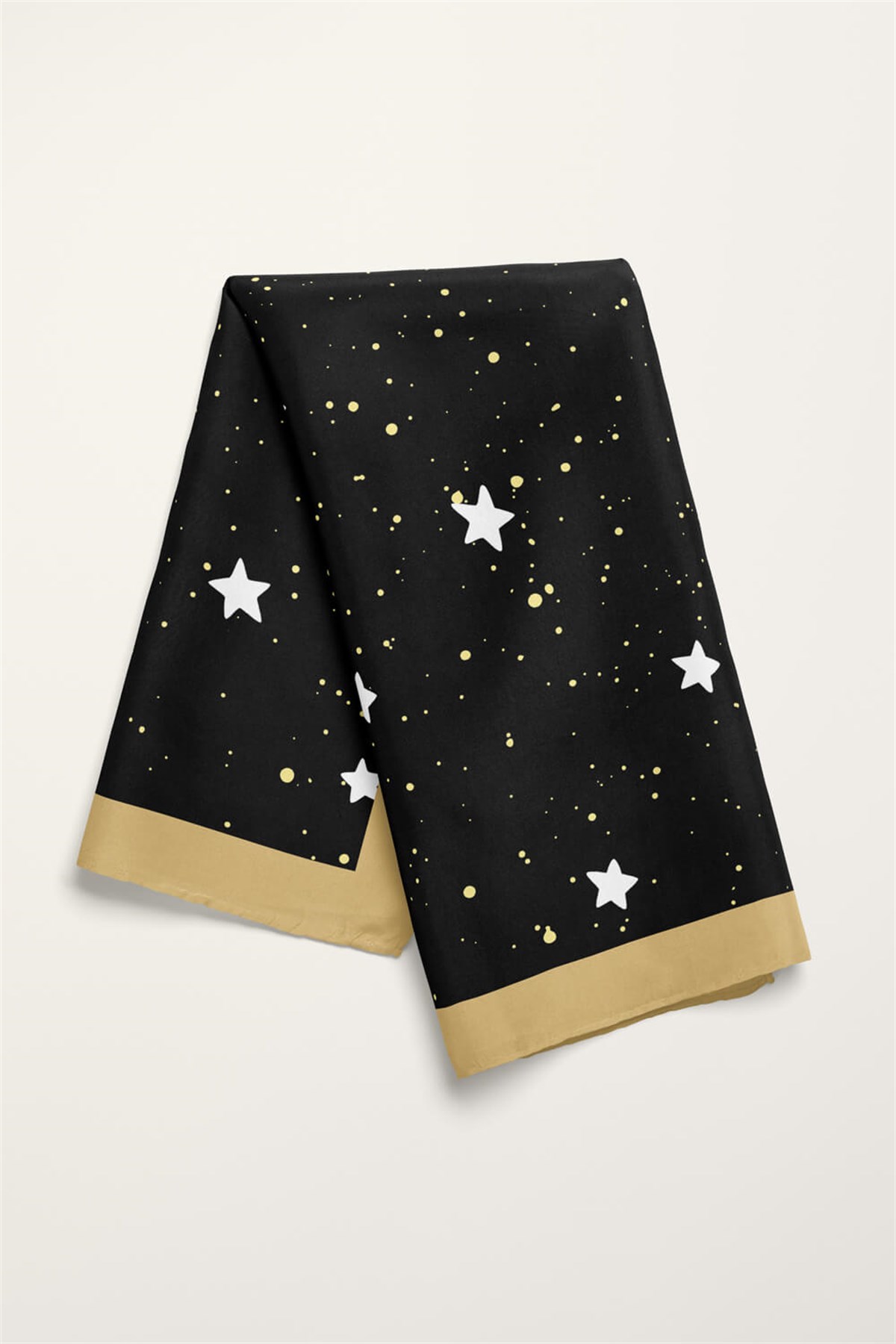 Violla B41 Kadın Yıldız Desenli Bandana 50x50 Siyah DG0341-22 Snz